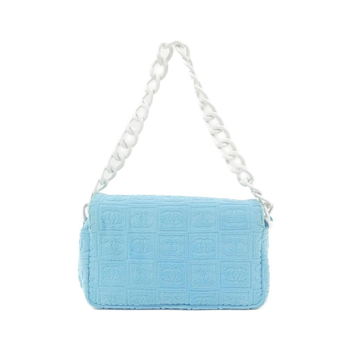 Chanel Light Blue Pile Fabric Shoulder Bag (Pre-Owned)