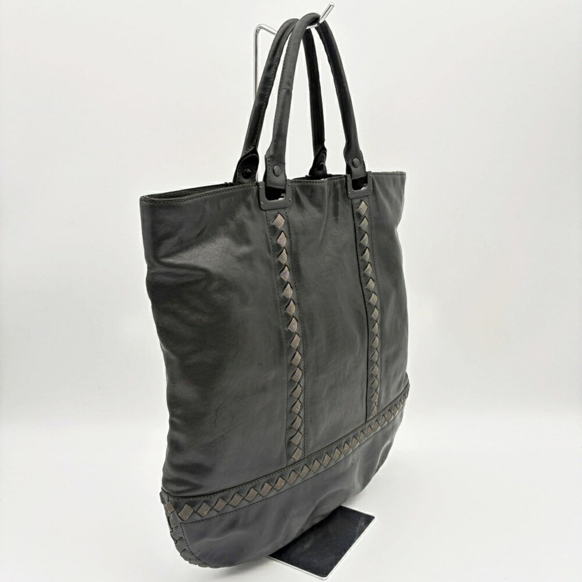 Bottega Veneta Black Leather Metal Mesh Tote Bag (Pre-Owned)