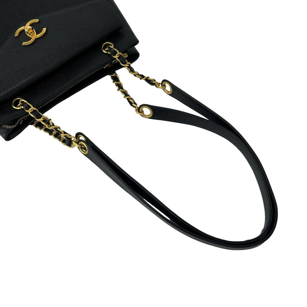 Chanel Black Grained Calfskin Shoulder Bag Tote Bag (Pre-Owned)