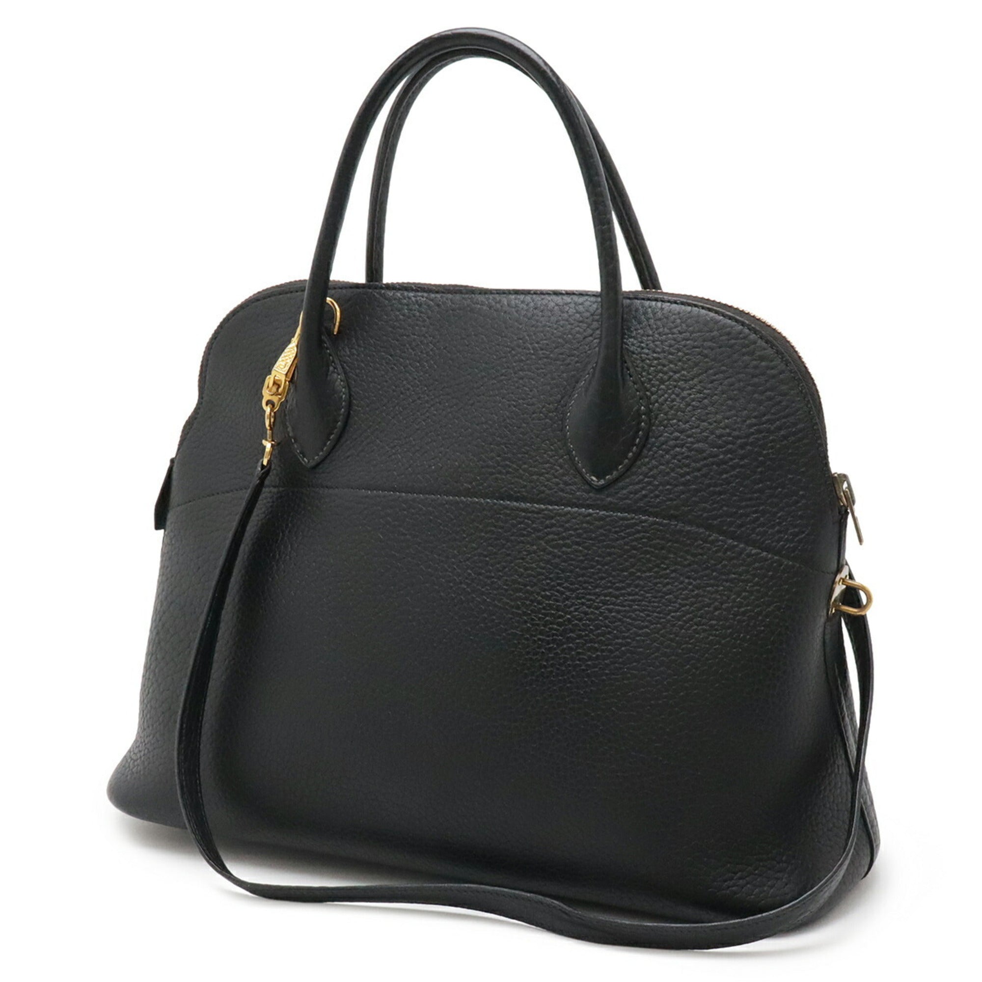 Hermes Bolide Black Fjord Leather Handbag Shoulder Bag (Pre-Owned)