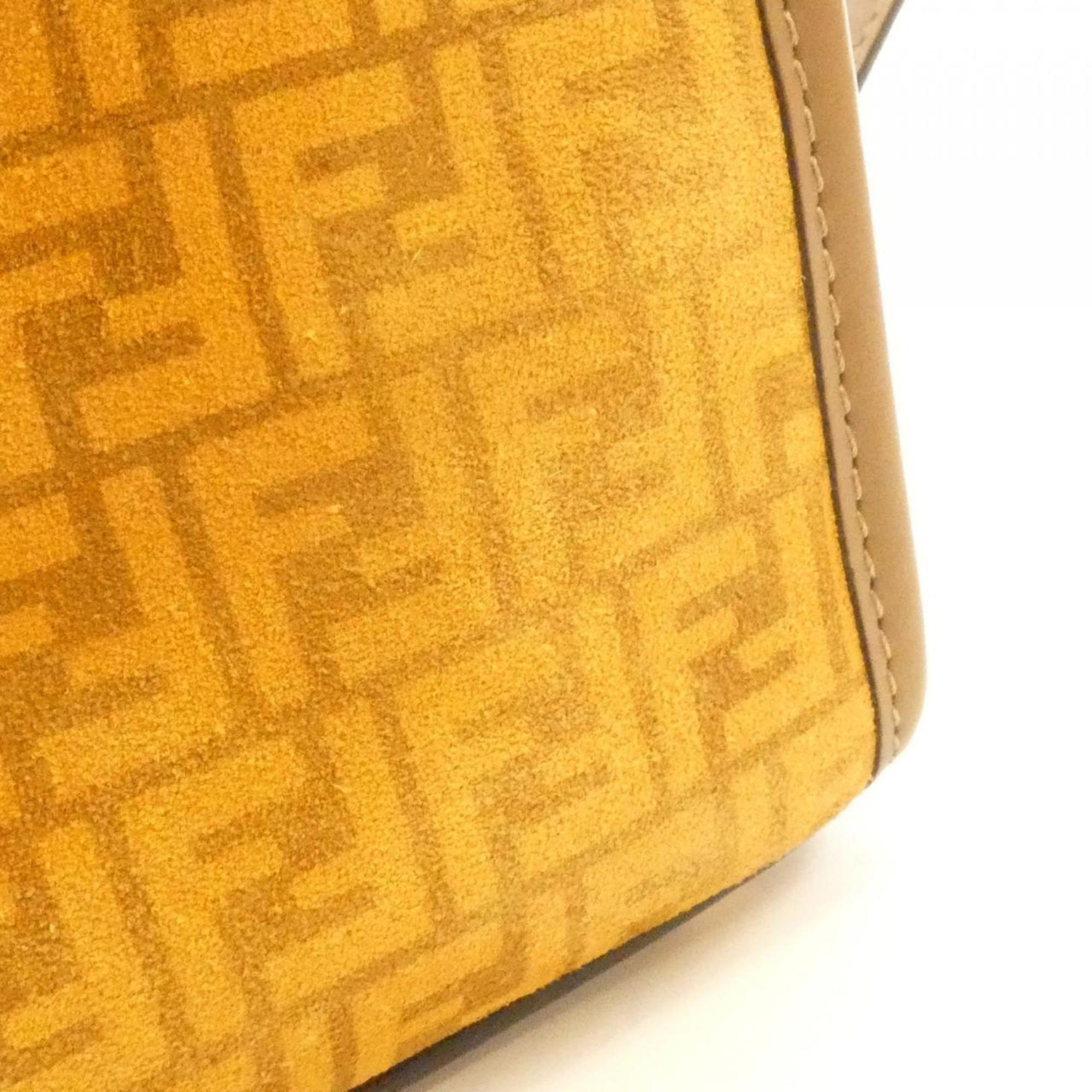 Fendi Brown Orange Suede Leather Handbag (Pre-Owned)