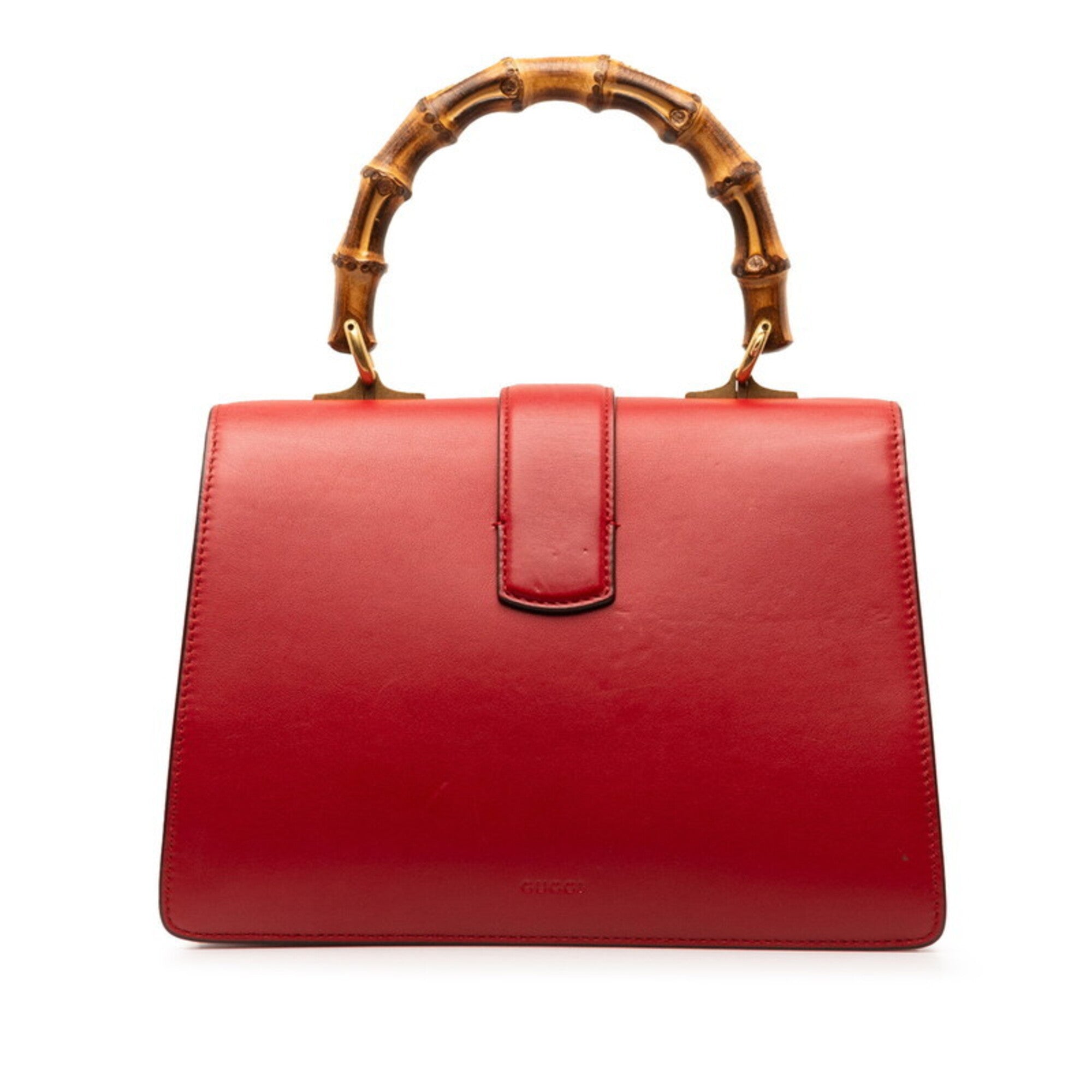 Gucci Red Color Leather Handbag Shoulder Bag (Pre-Owned)