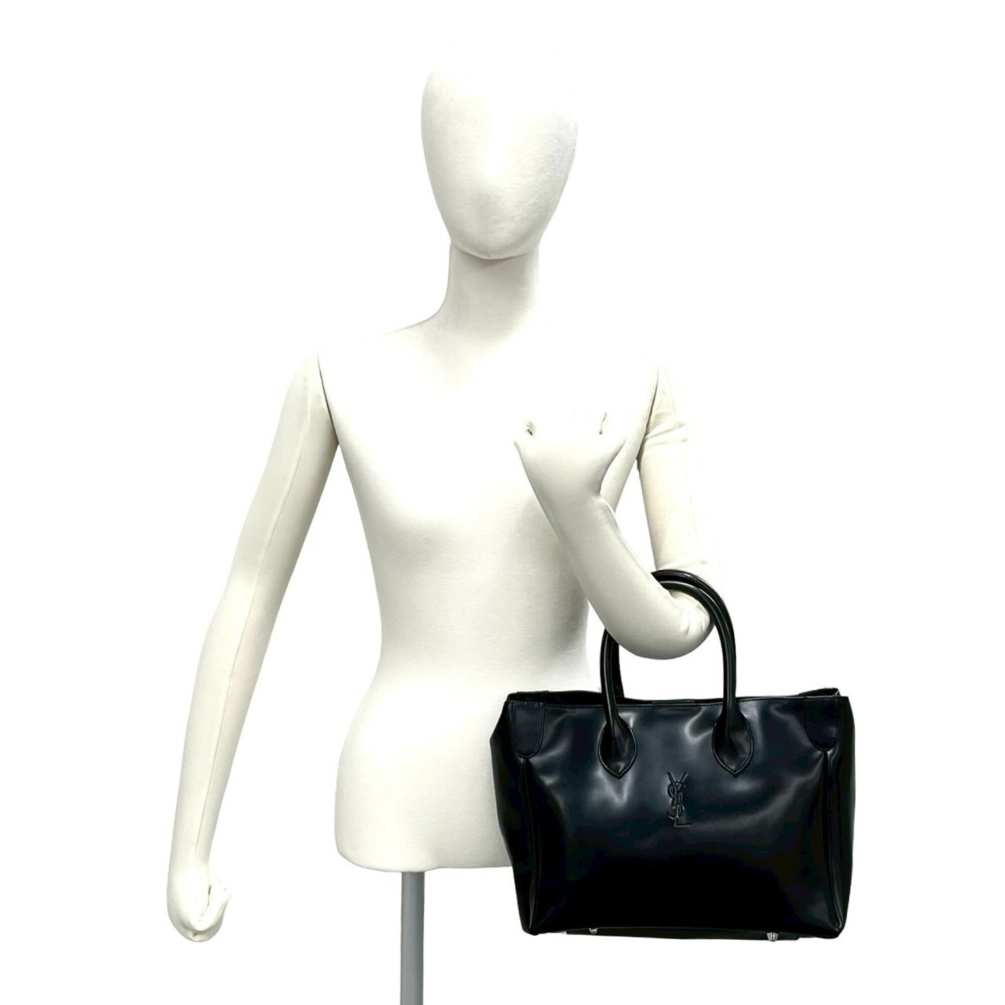Yves Saint Laurent Black Leather Handbag Tote Bag (Pre-Owned)