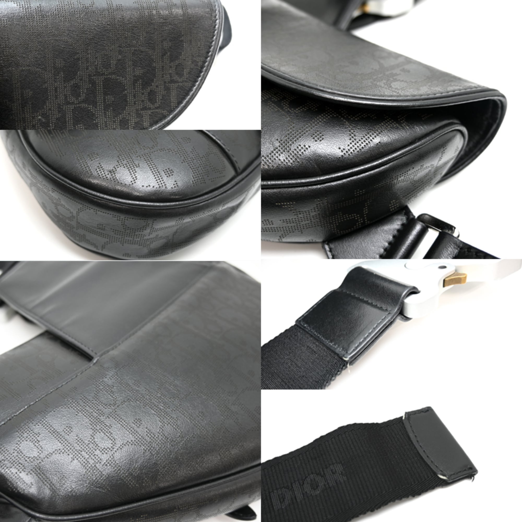 Christian Dior Black Leather Saddle Bag Shoulder Bag (Pre-Owned)