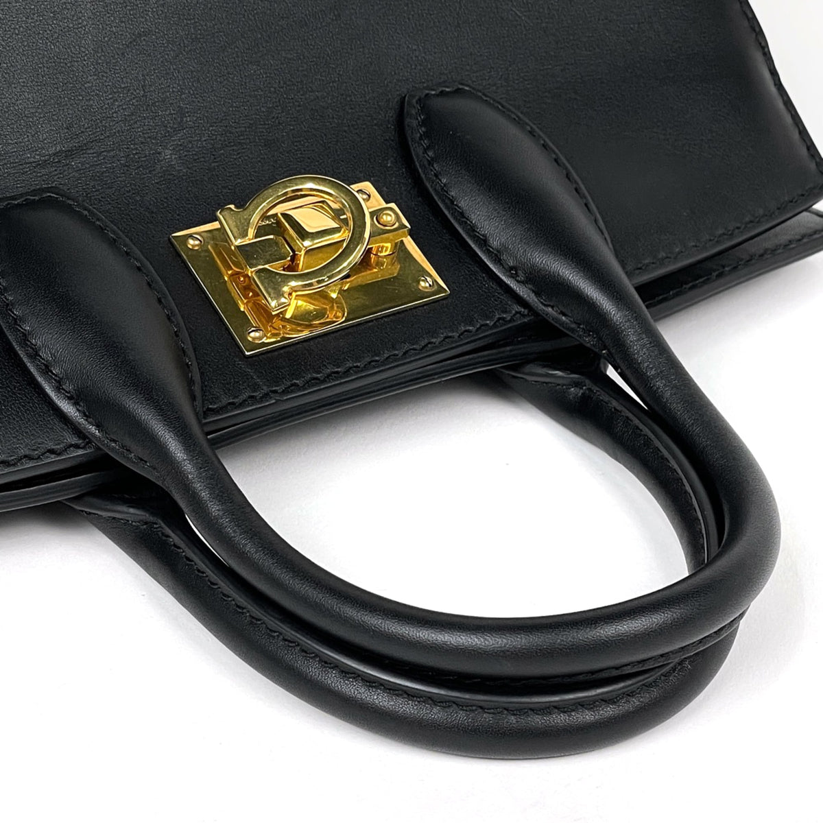 Salvatore Ferragamo Black Canvas Leather Handbag (Pre-Owned)