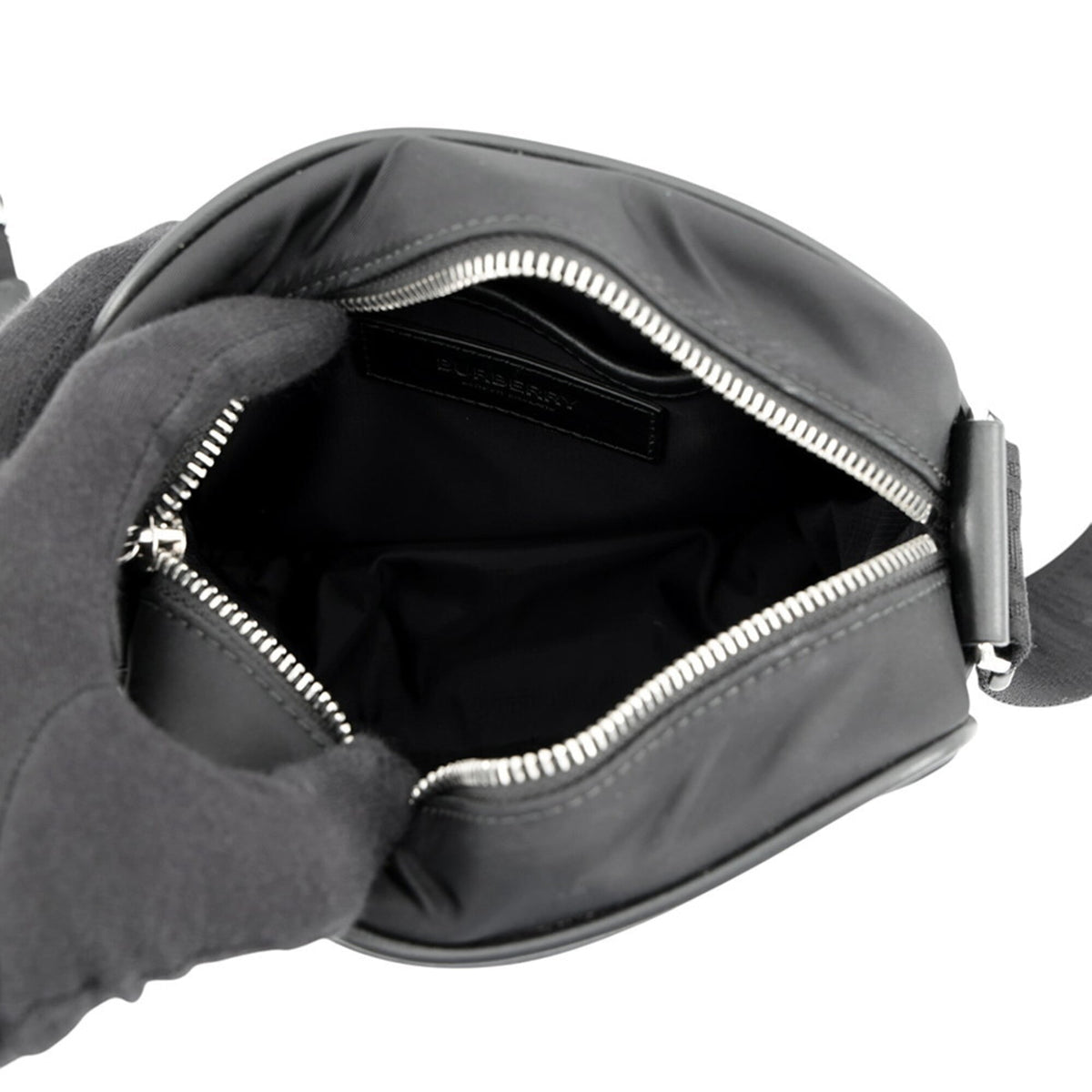 Burberry Black Nylon Leather Handbag Shoulder Bag (Pre-Owned)