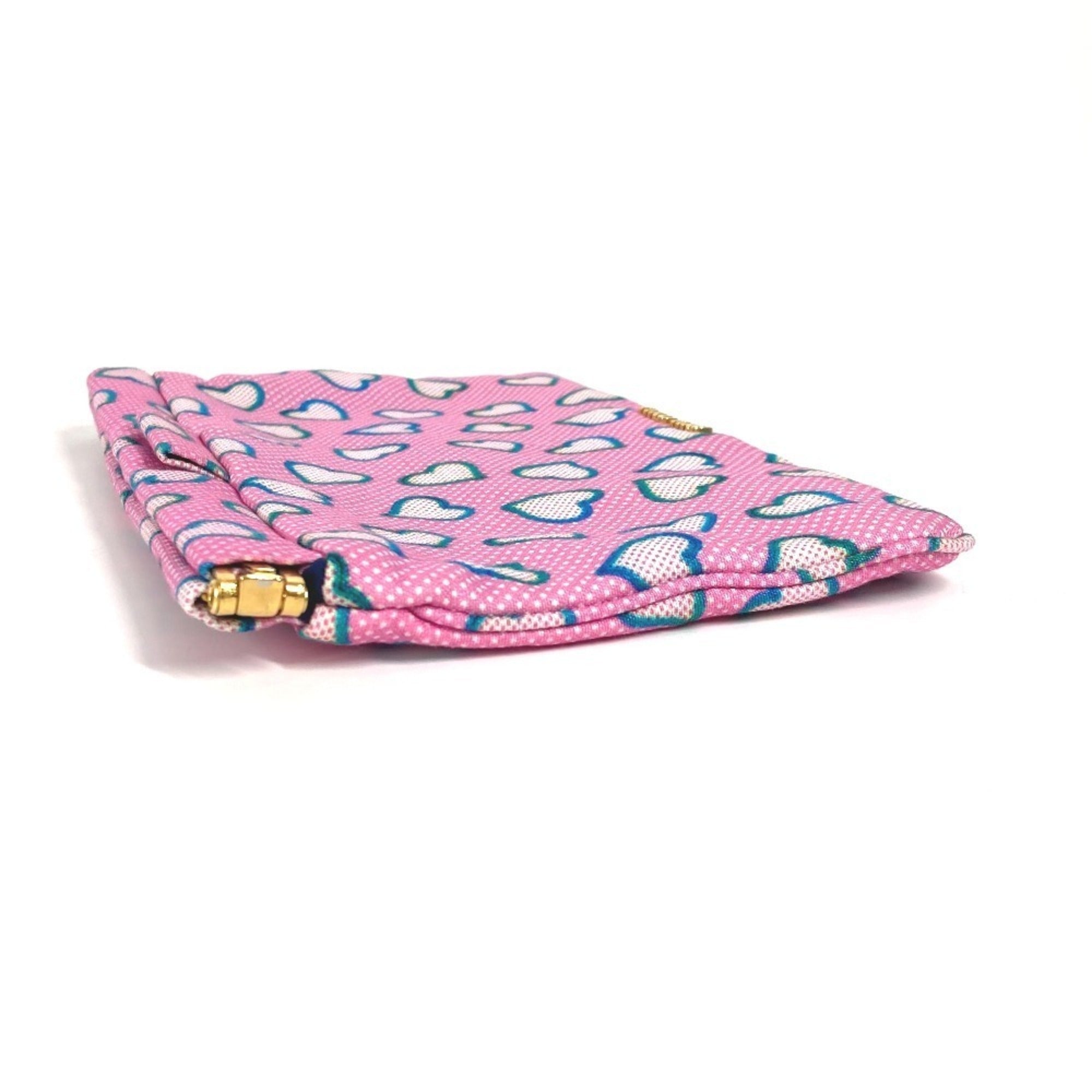 Miu Miu Blue Pink Nylon Leather Clutch Bag Pouch (Pre-Owned)