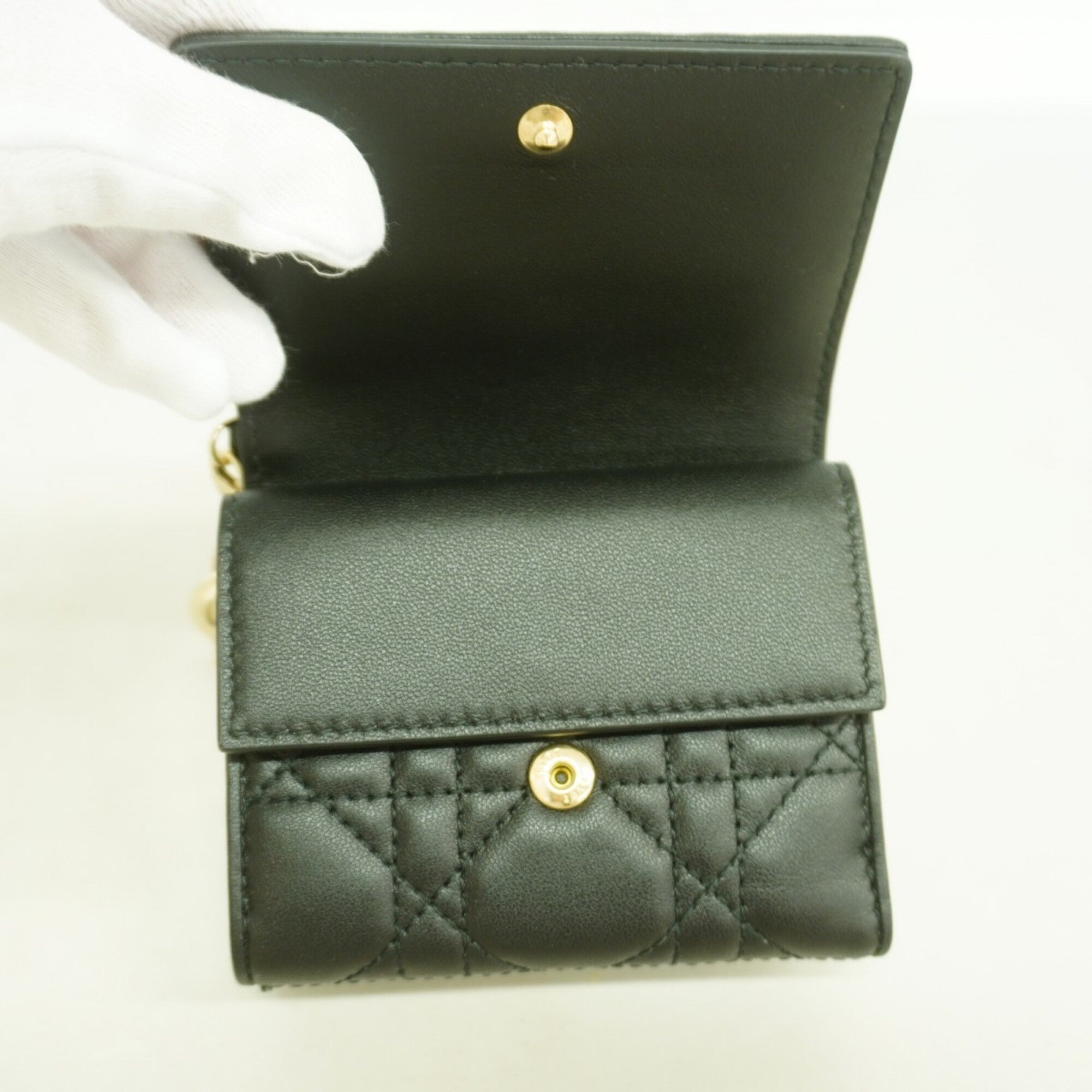 Christian Dior Black Leather Wallet (Tri-Fold) (Pre-Owned)