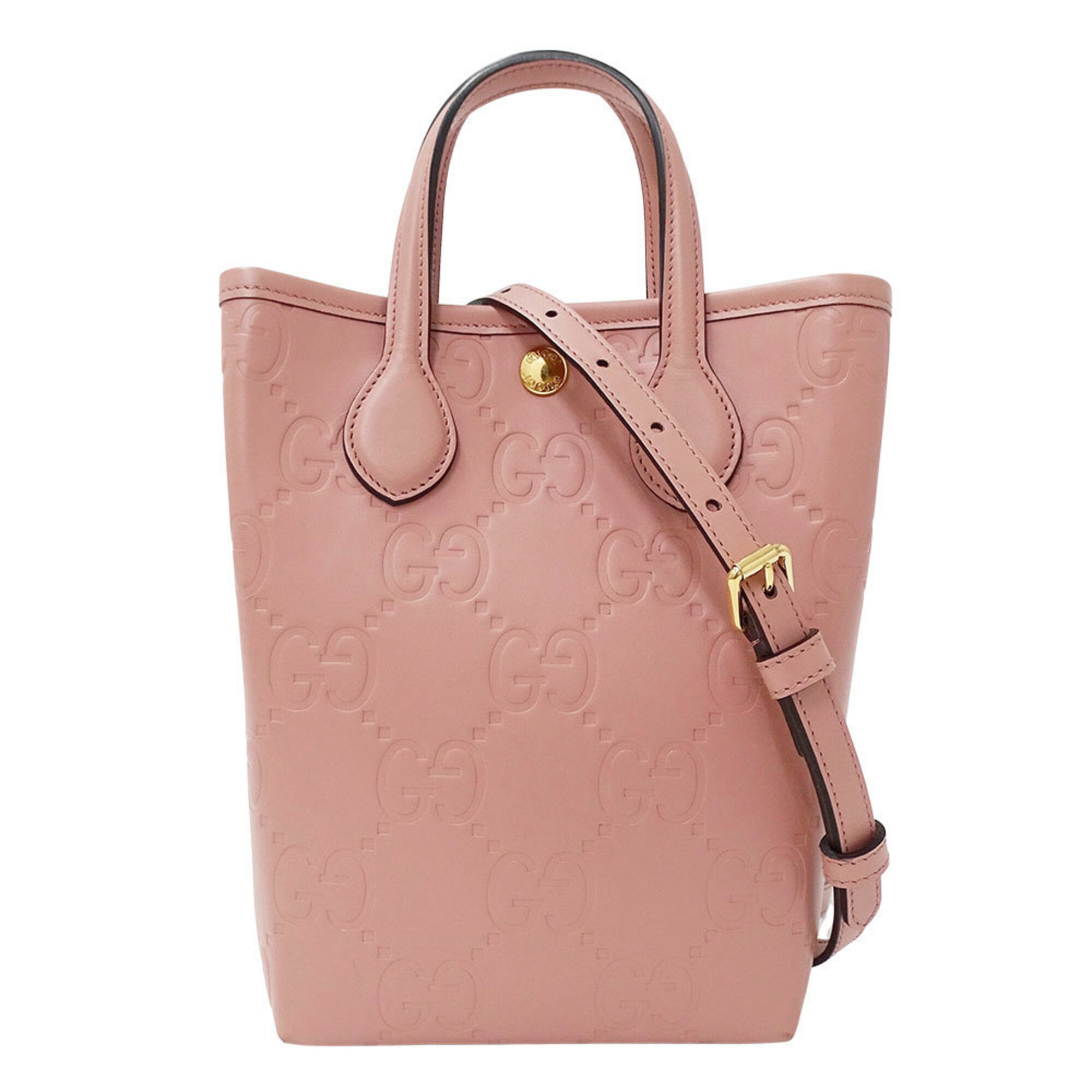 Gucci Pink Gg Leather Handbag Shoulder Bag (Pre-Owned)