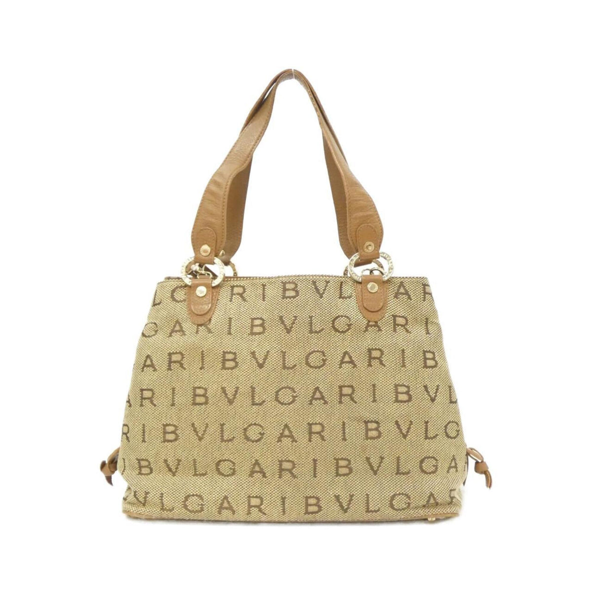 Bvlgari Beige Brown Canvas Shoulder Bag (Pre-Owned)