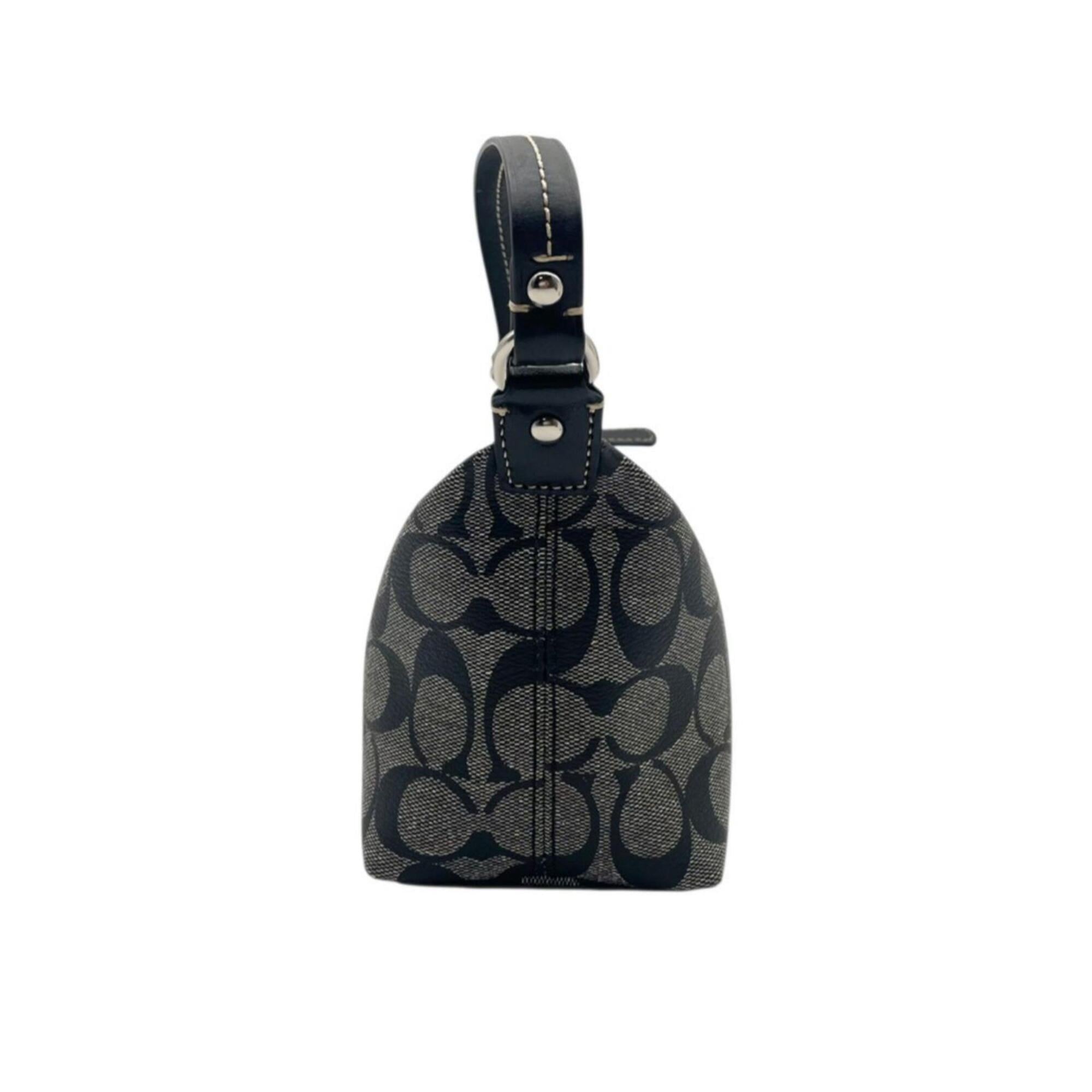 Coach Black Gray Pvc Leather Handbag Pouch (Pre-Owned)