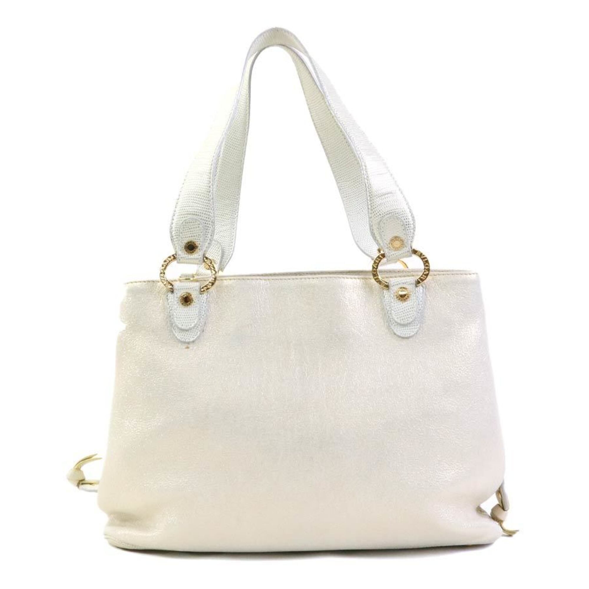 Bvlgari White Leather Handbag Shoulder Bag (Pre-Owned)