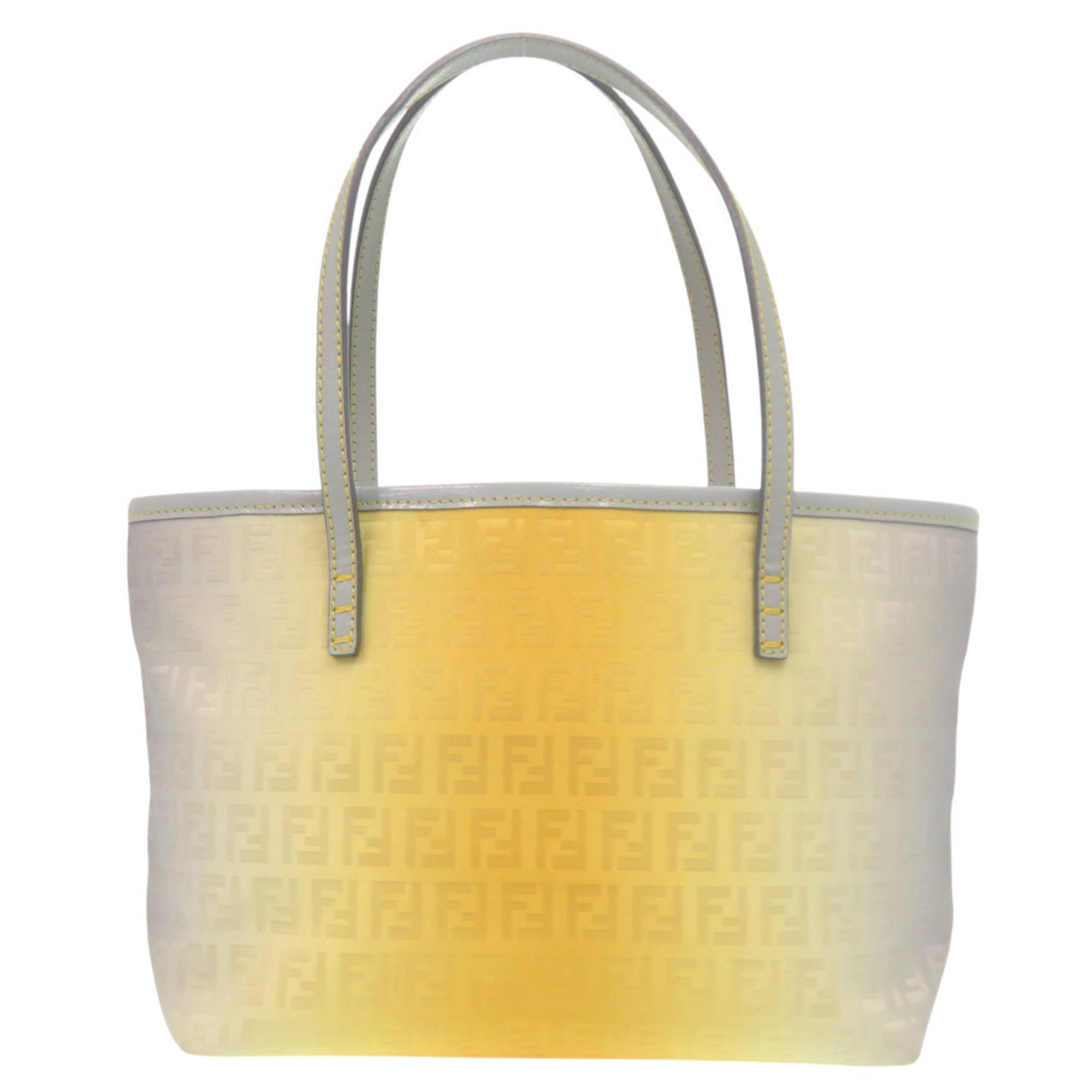 Fendi Gray Yellow Nylon Canvas Leather Tote Bag (Pre-Owned)