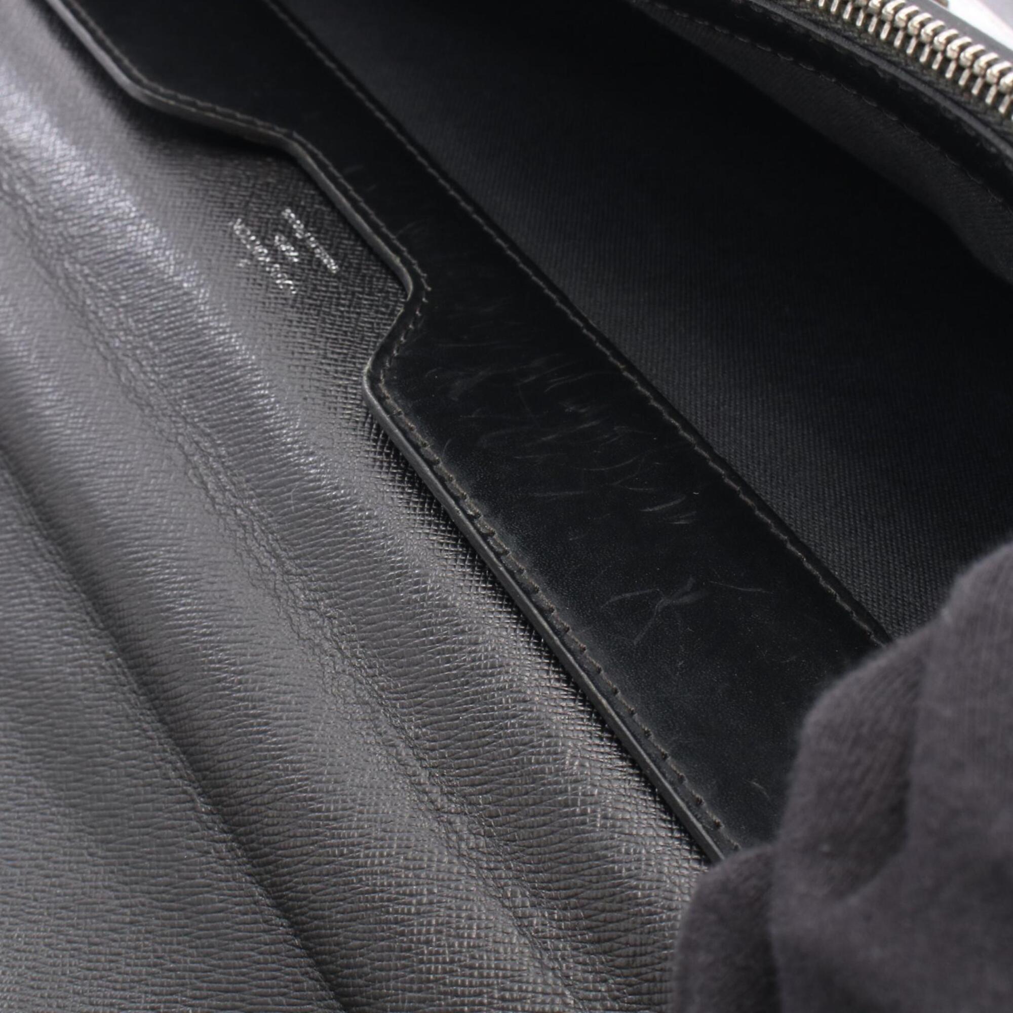 Louis Vuitton Ardoise Black Gray Taiga Leather Leather Handbag (Pre-Owned)