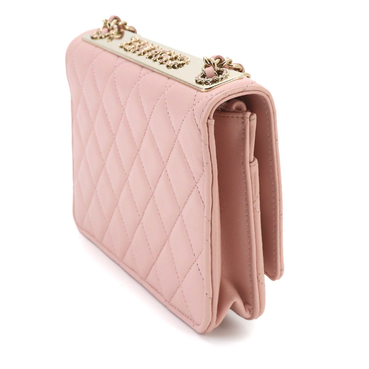 Chanel Pink Leather Chain/Shoulder Wallet (Pre-Owned)