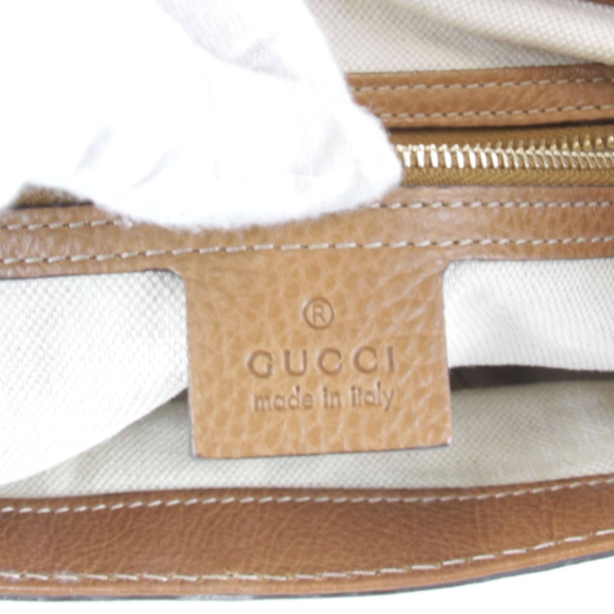 Gucci Diamante Beige Canvas Leather Shoulder Bag (Pre-Owned)