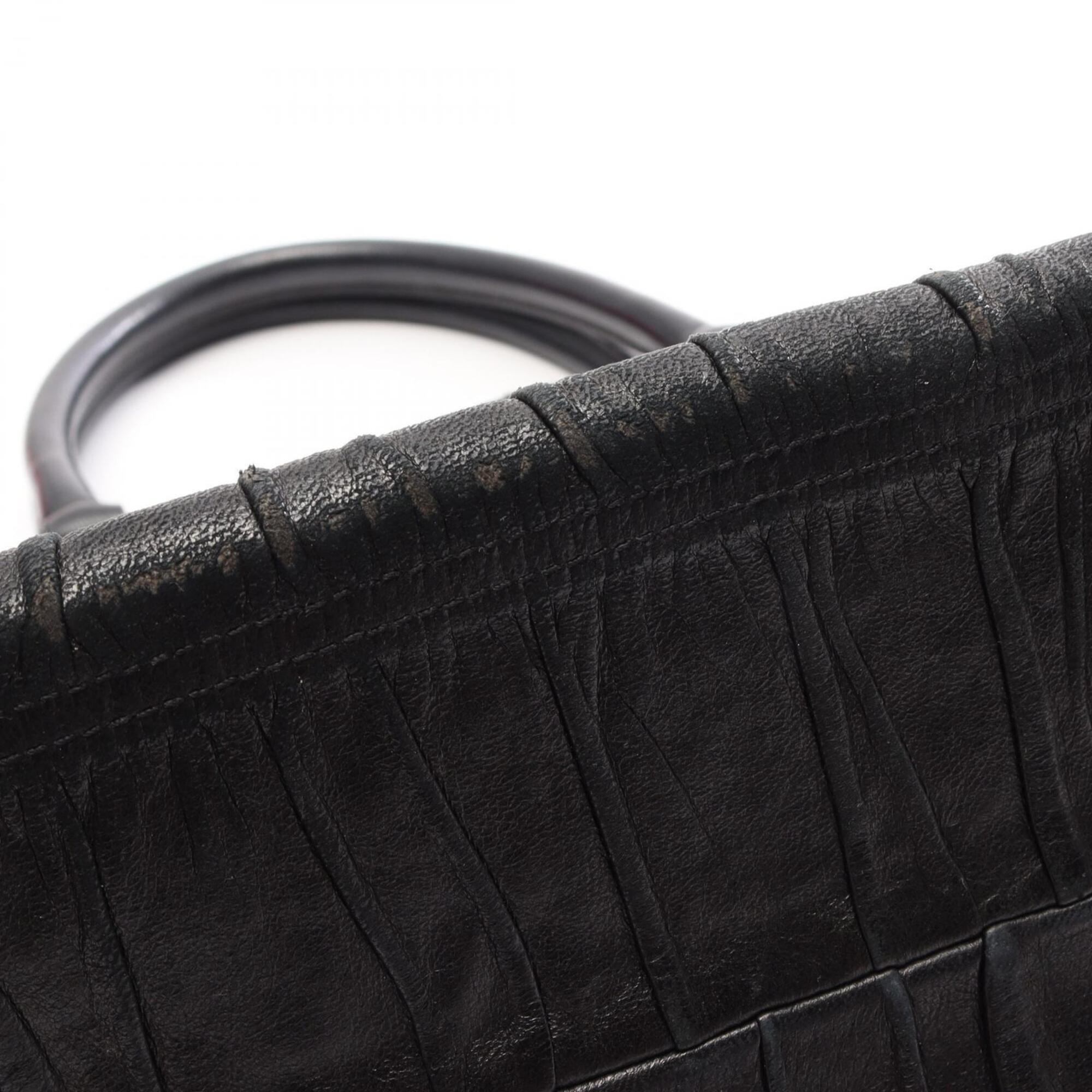 Prada Black Leather Handbag Tote Bag (Pre-Owned)