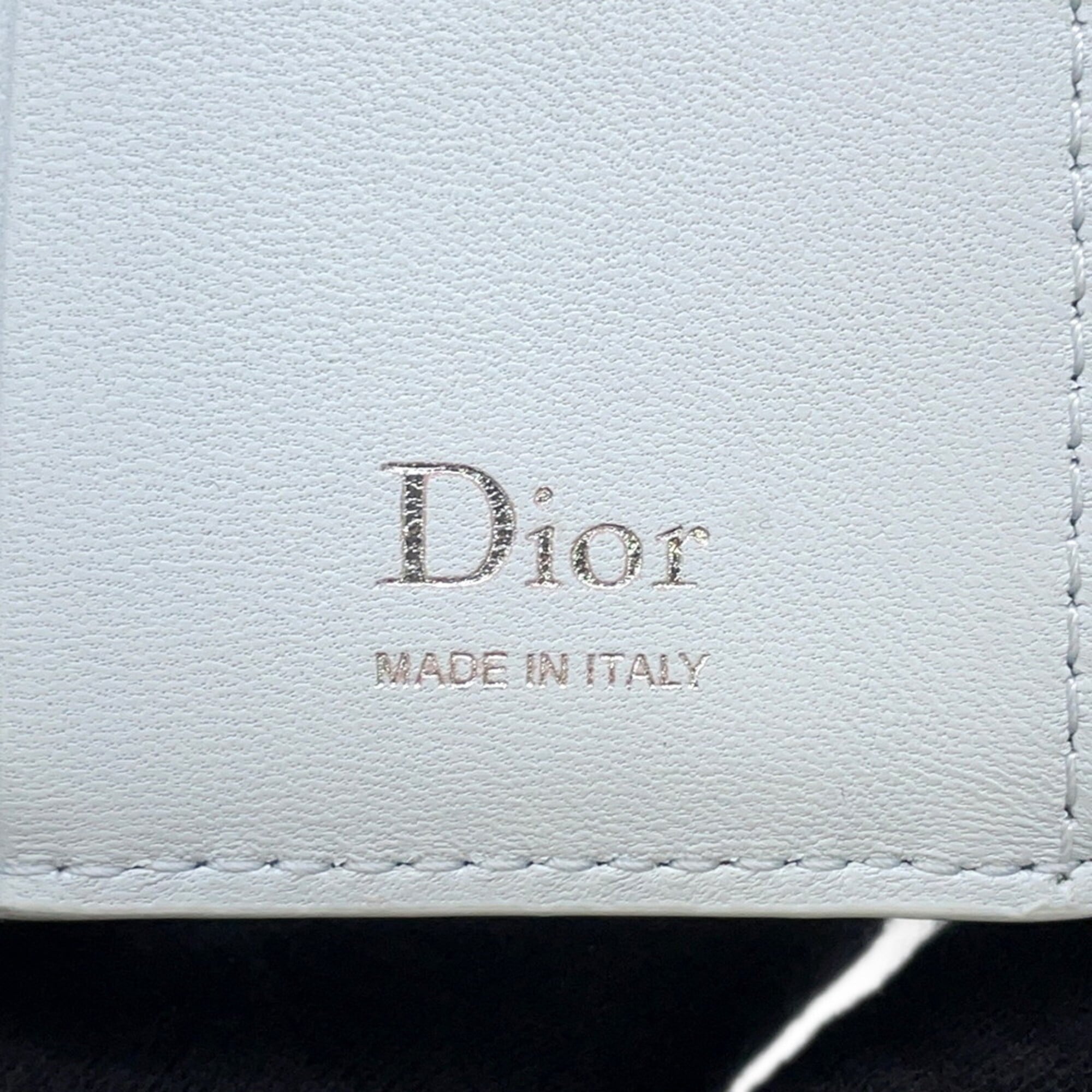 Christian Dior Light Blue Leather Wallet (Tri-Fold) (Pre-Owned)