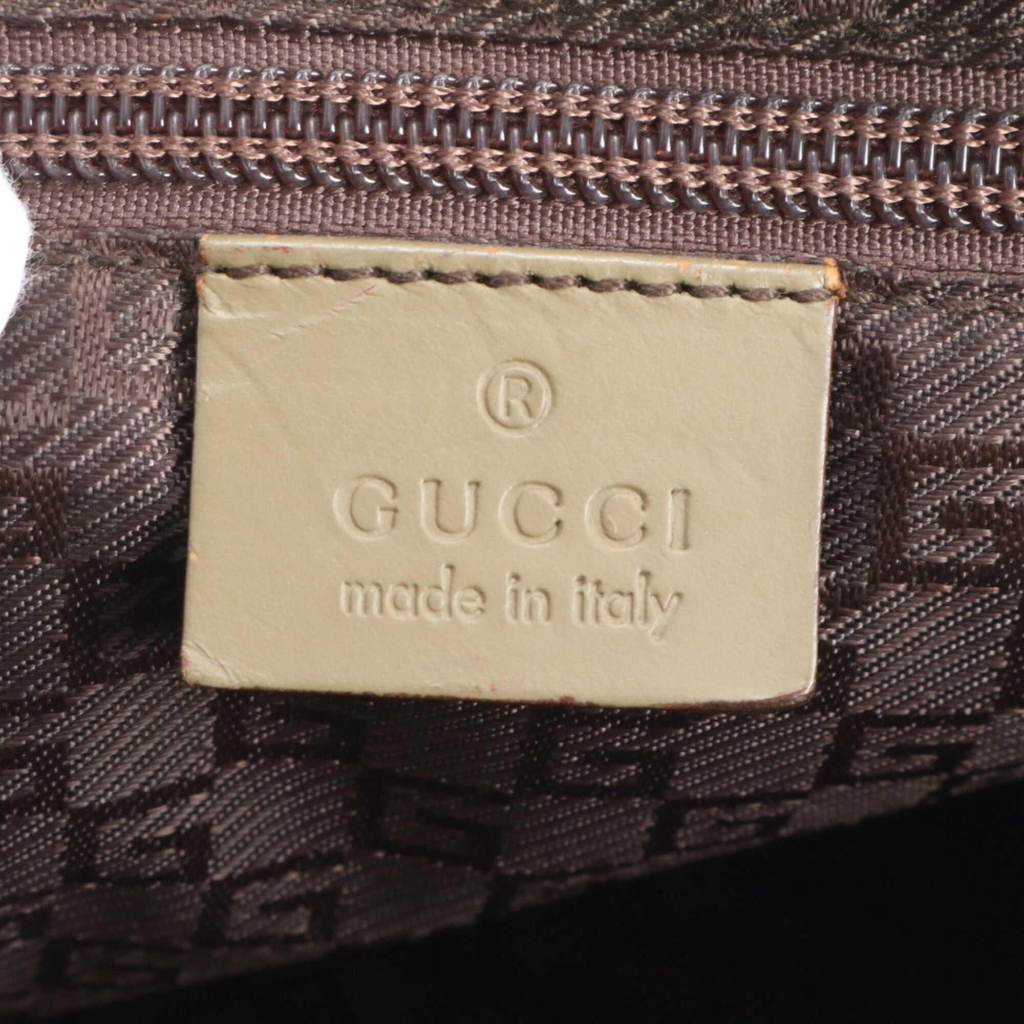 Gucci Green Khaki Leather Nylon Shoulder Bag Tote Bag (Pre-Owned)