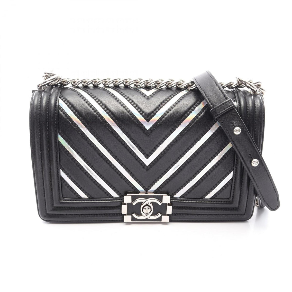 Chanel Black Leather Handbag Shoulder Bag (Pre-Owned)