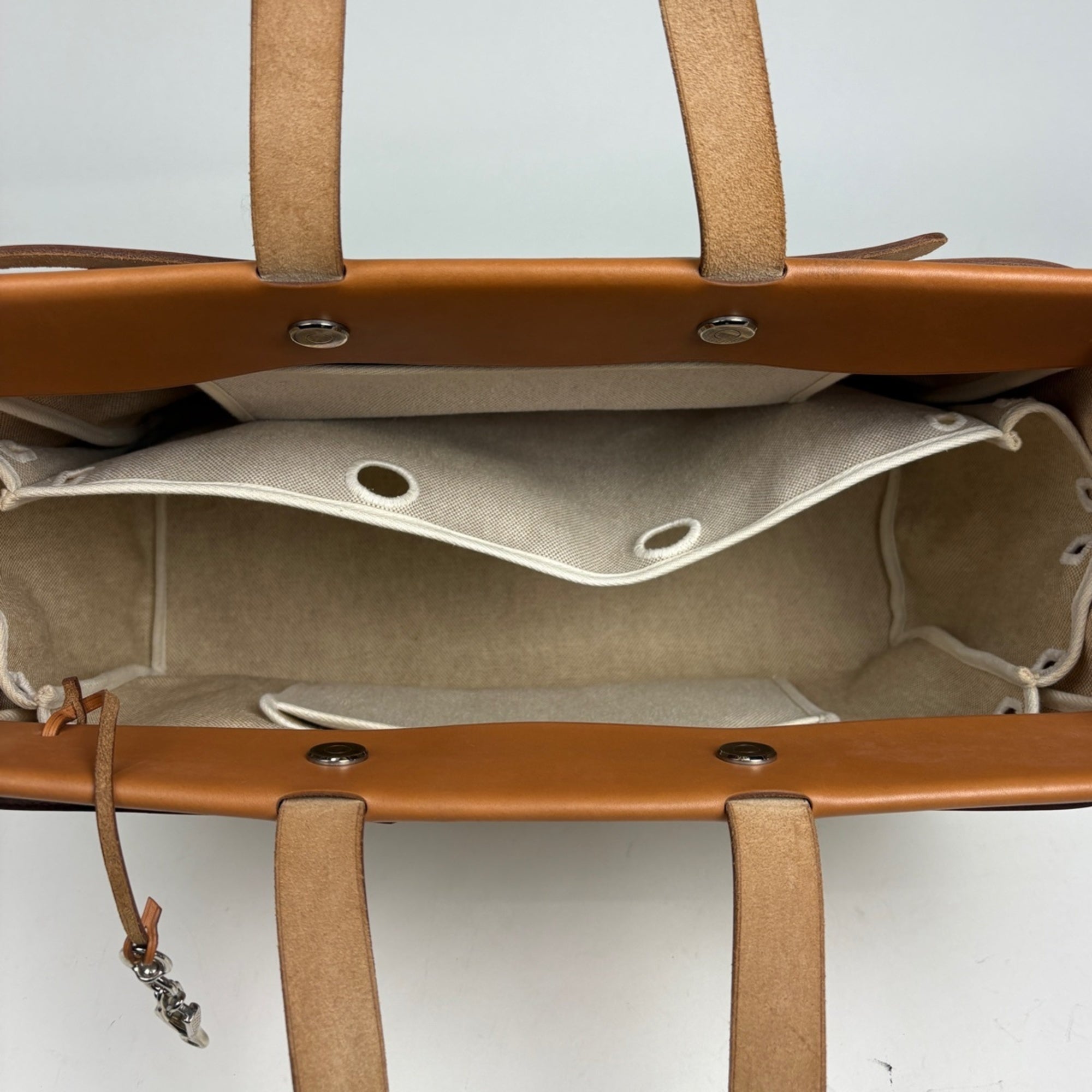 Hermes Brown Natural Toile H Shoulder Bag Tote Bag (Pre-Owned)