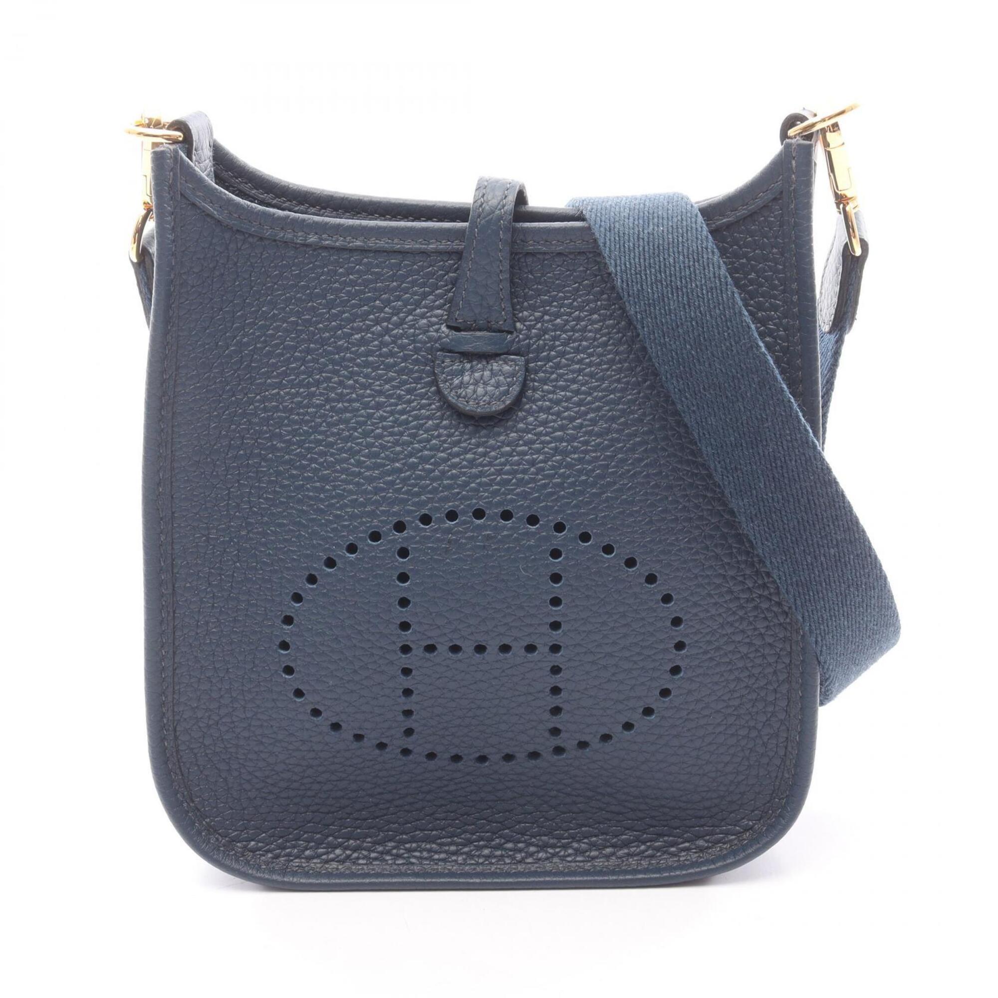 Hermes Blue Taurillon Clemence Leather Handbag Shoulder Bag (Pre-Owned)
