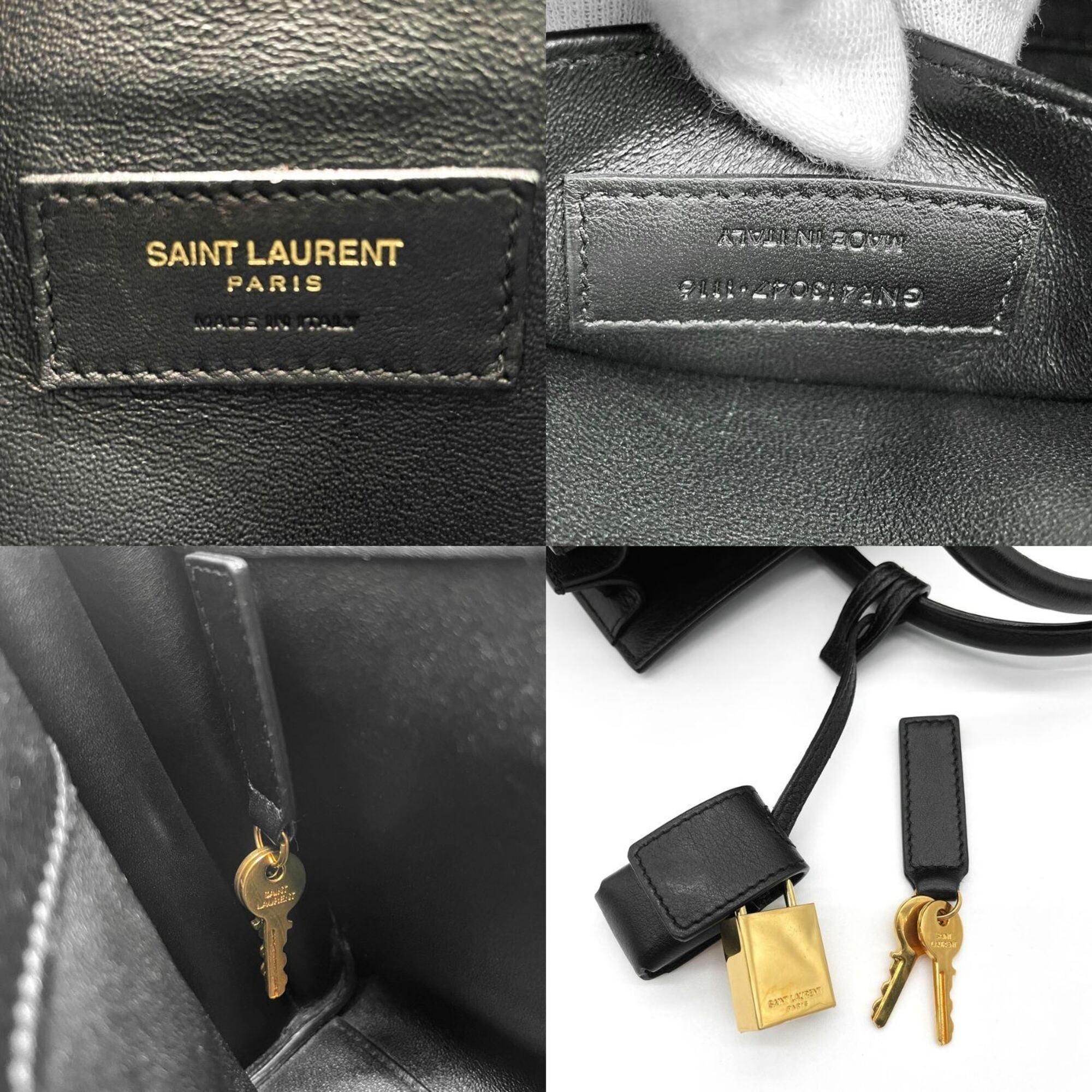 Saint Laurent Black Leather Metal Handbag Shoulder Bag (Pre-Owned)