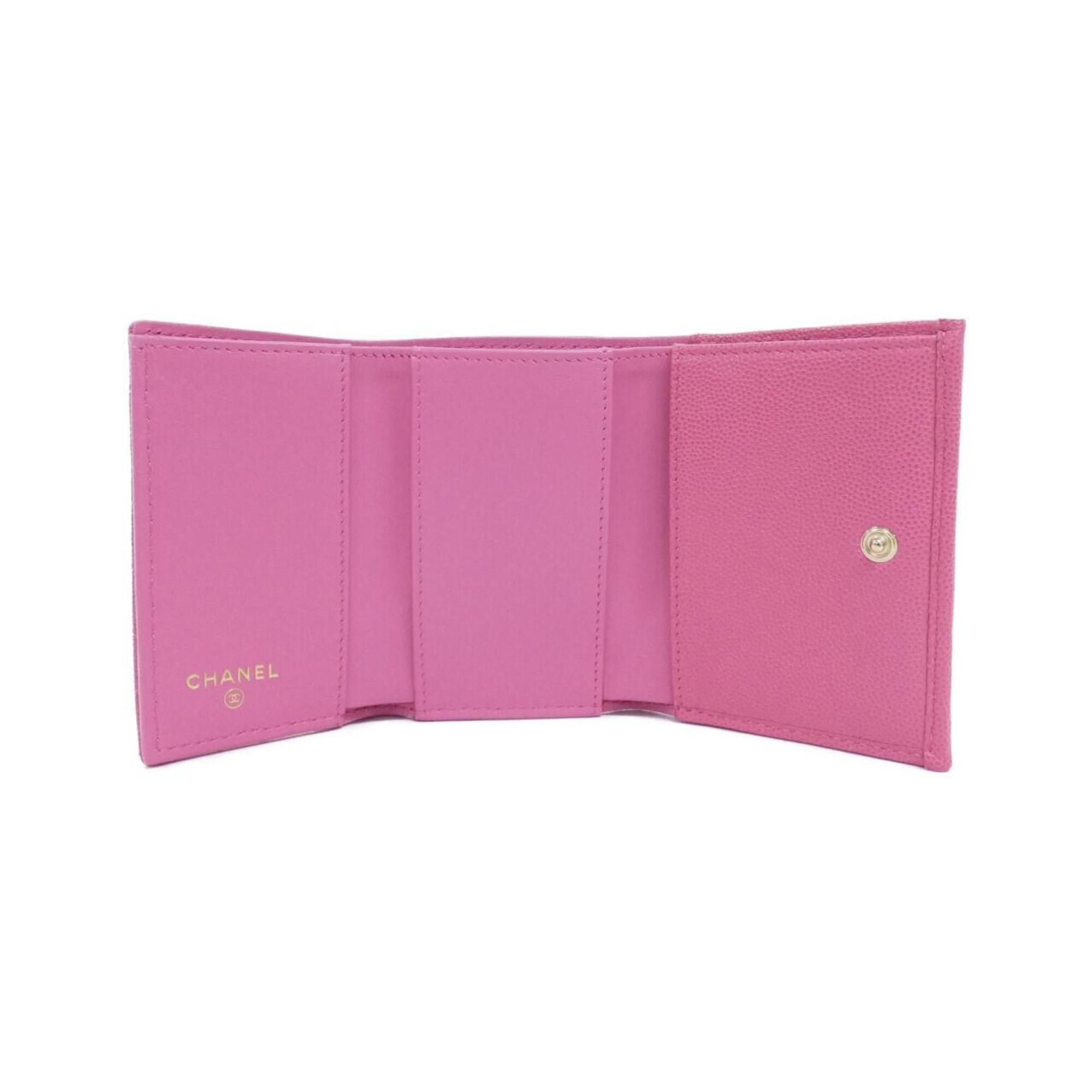 Chanel Pink Grained Calfskin Wallet (Tri-Fold) (Pre-Owned)