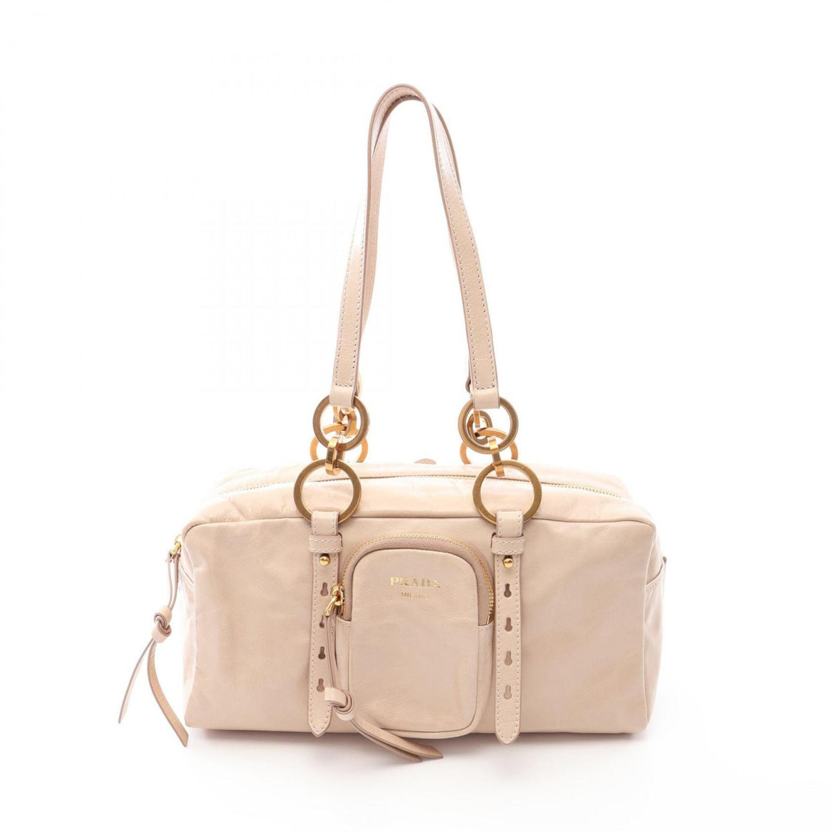 Prada Beige Leather Handbag Shoulder Bag (Pre-Owned)