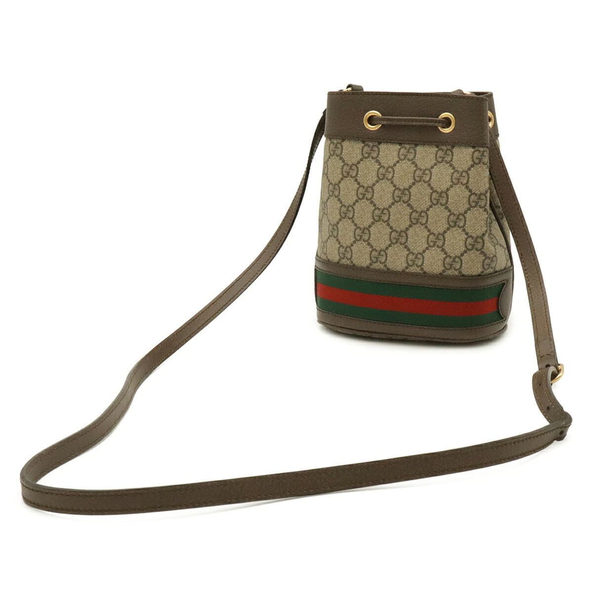 Gucci Beige Brown Green Red Color Gg Supreme Canvas Leather Shoulder Bag (Pre-Owned)