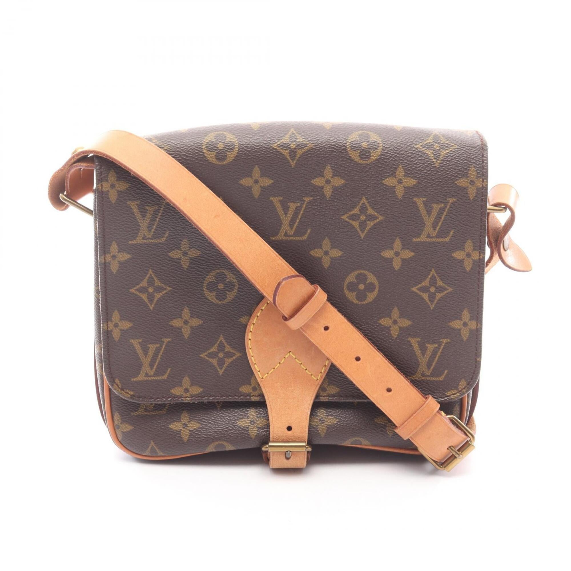 Louis Vuitton Brown Coated Canvas Leather Handbag Shoulder Bag (Pre-Owned)