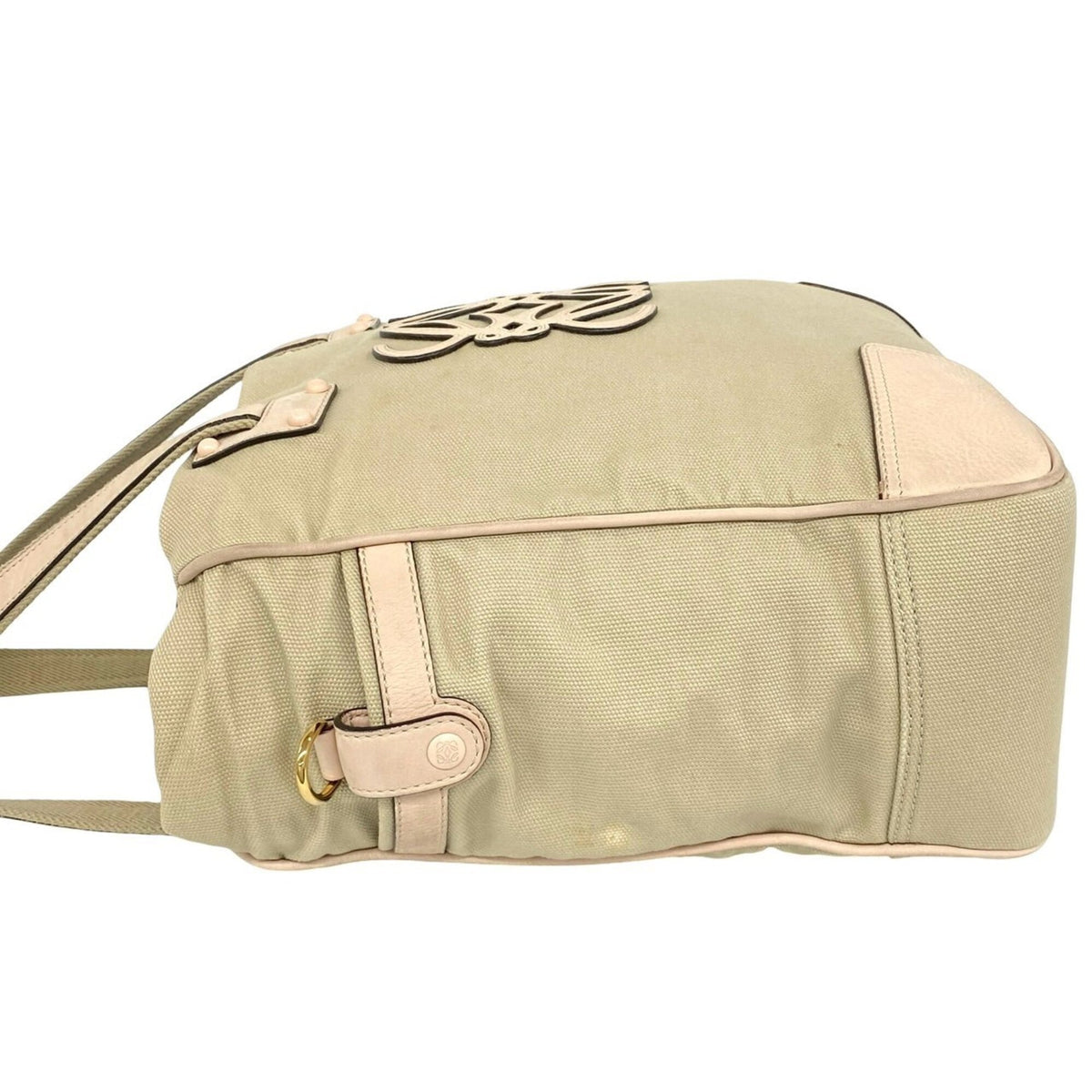 Loewe Beige Pink Canvas Leather Shoulder Bag Tote Bag (Pre-Owned)
