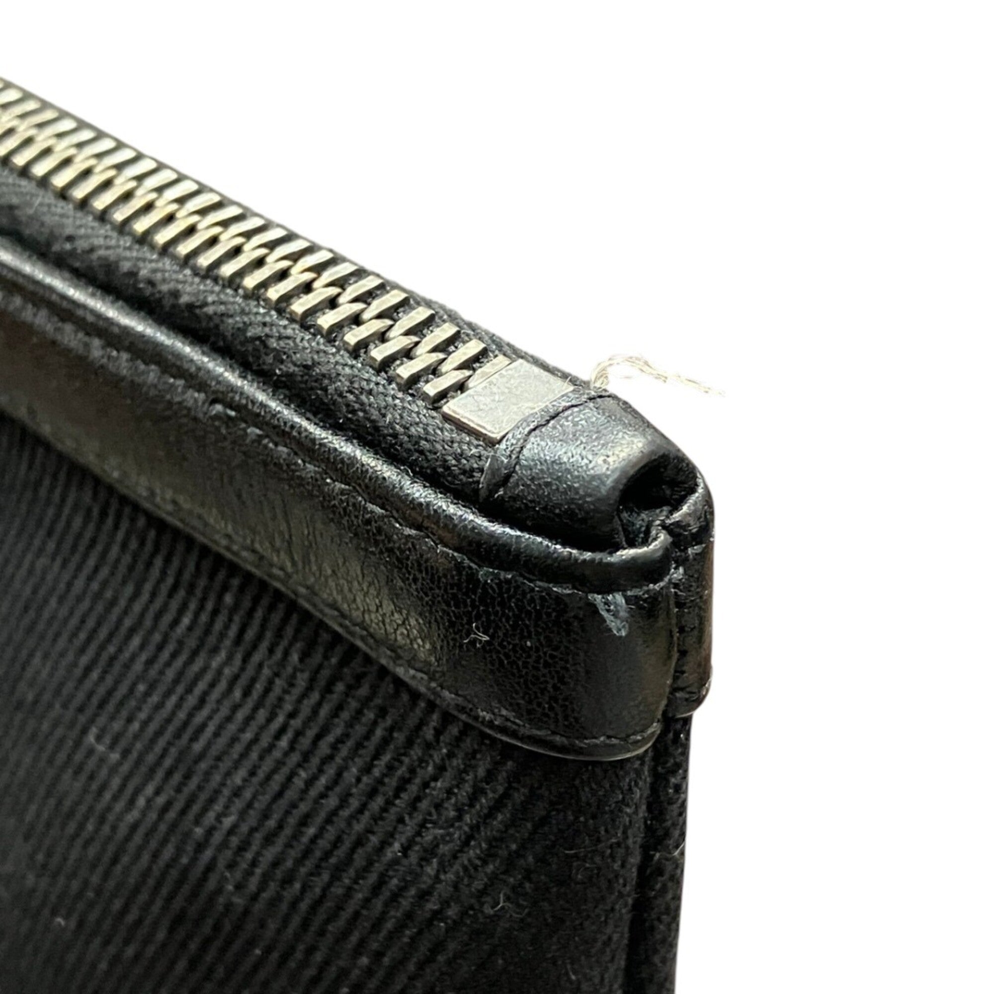 Yves Saint Laurent Black Canvas Leather Clutch Bag (Pre-Owned)