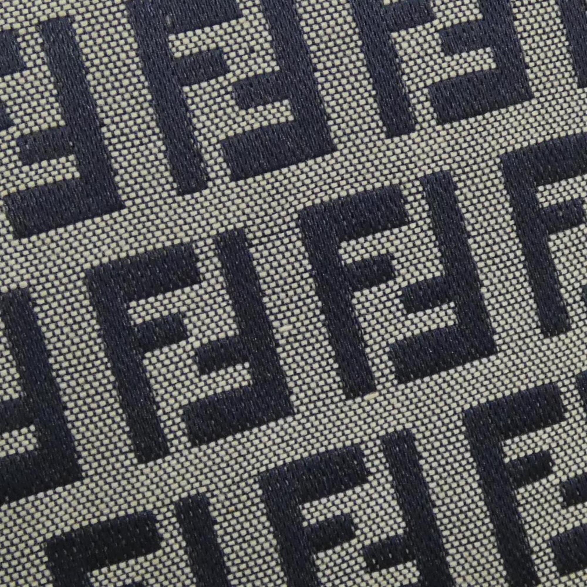 Fendi Gray Navy Canvas Shoulder Bag (Pre-Owned)
