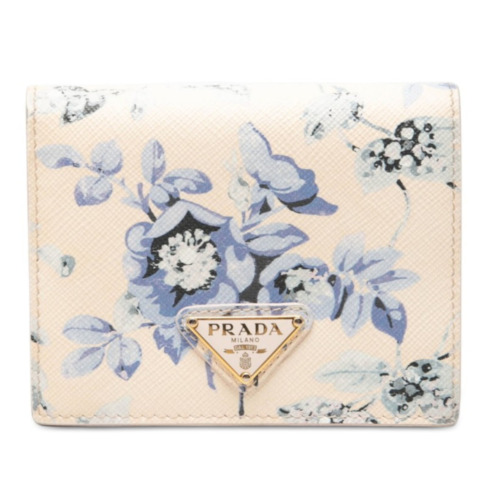 Prada Blue Pink Leather Wallet (Bi-Fold) (Pre-Owned)