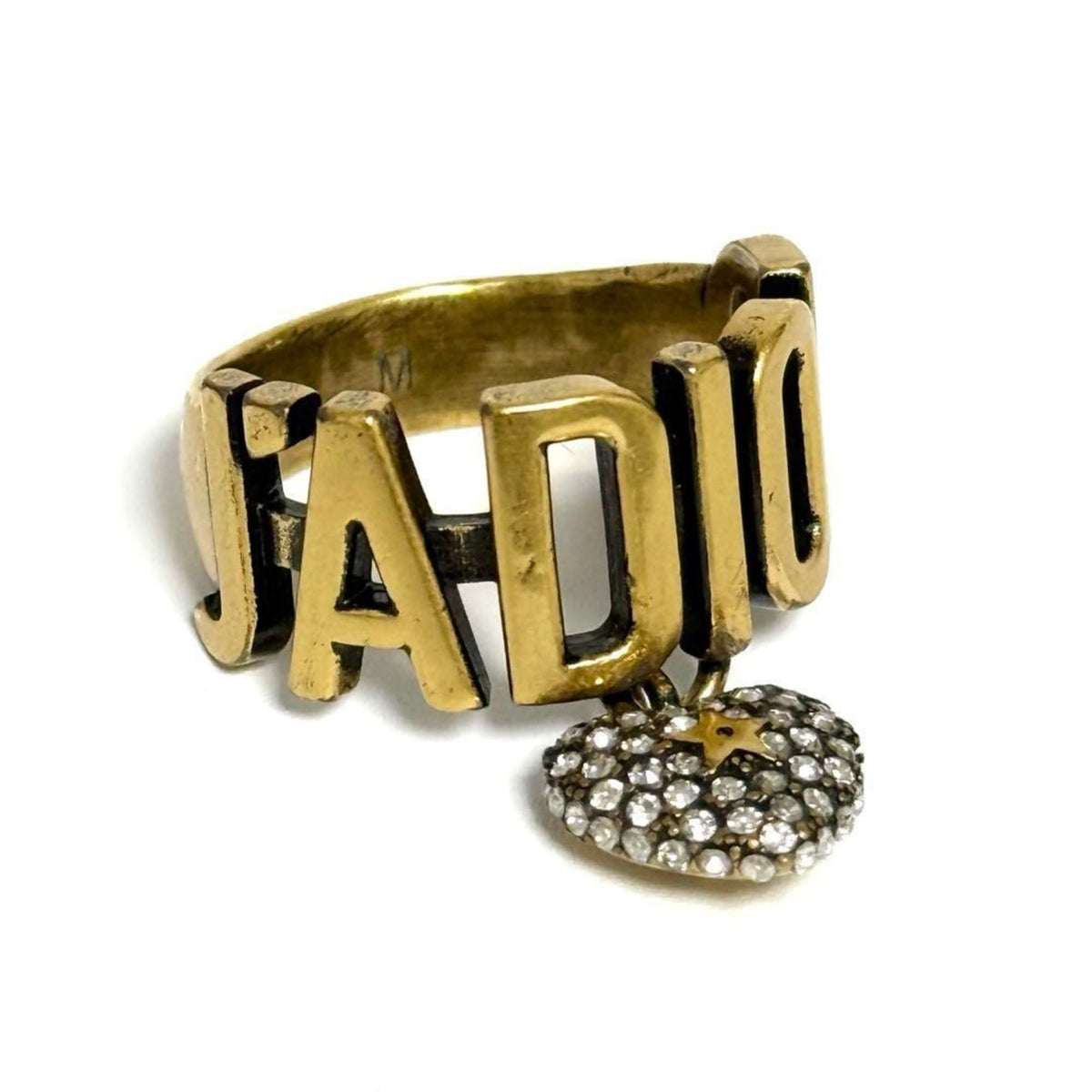 Christian Dior Metal Rhinestone Band Ring (Pre-Owned)