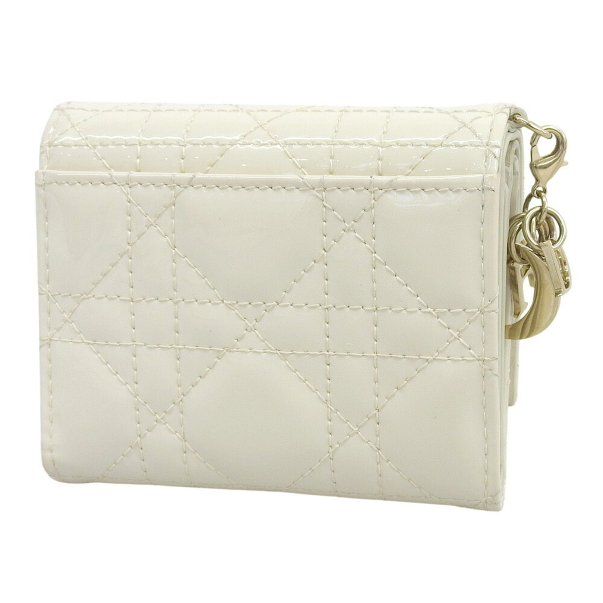 Christian Dior Ivory Patent Leather Wallet (Tri-Fold) (Pre-Owned)
