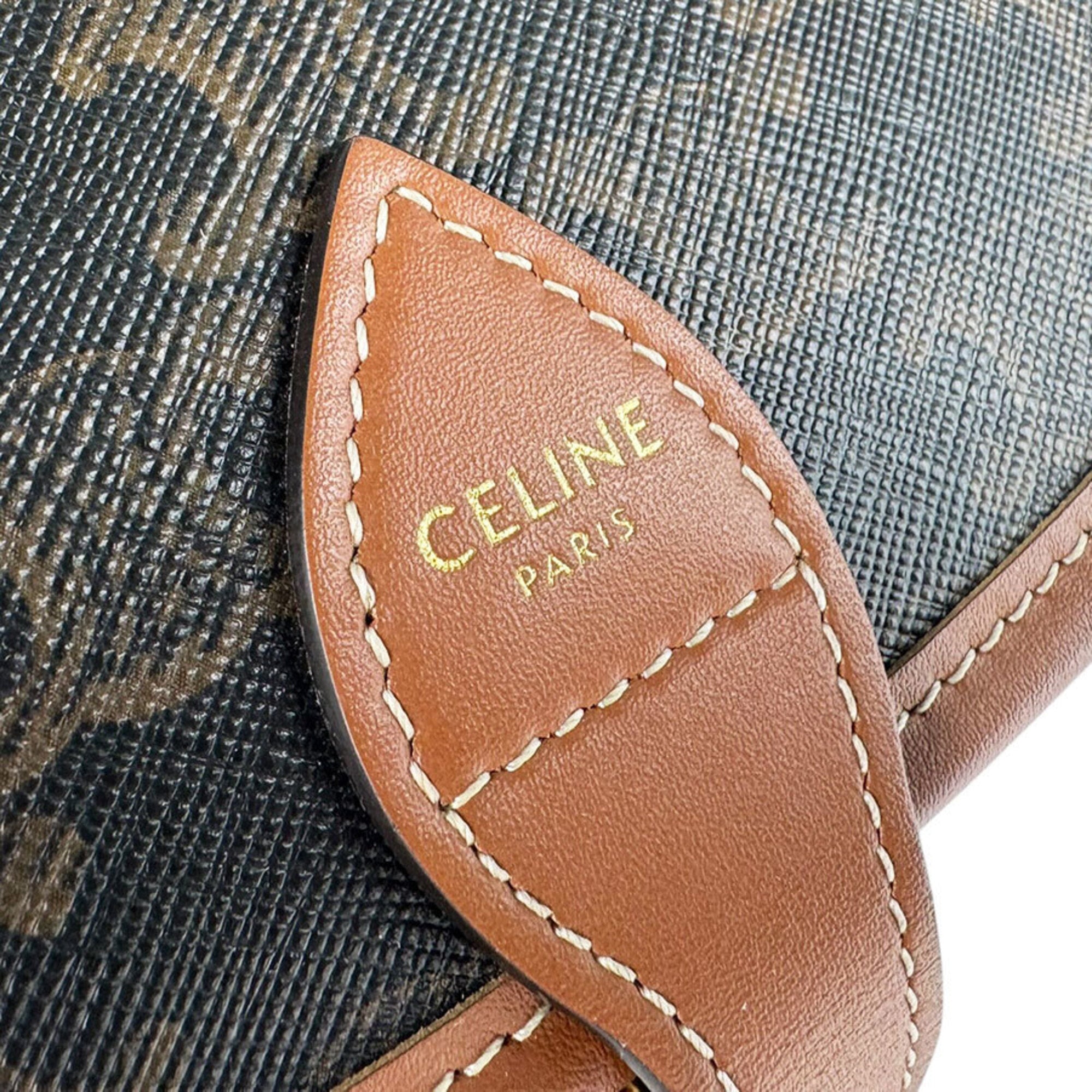 Celine Brown Coated Canvas Shoulder Bag (Pre-Owned)