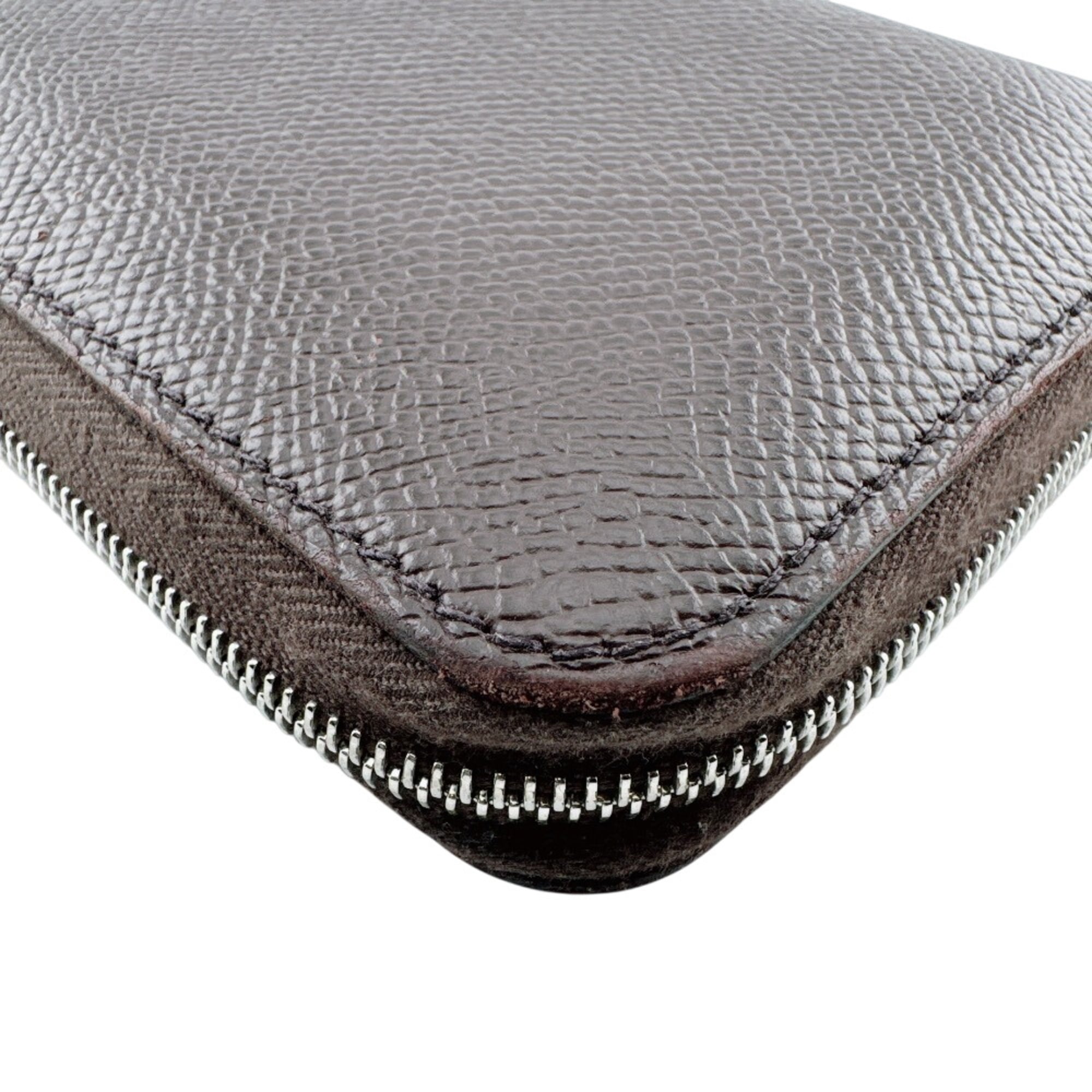 Hermes Azap Brown Leather Silk Coin Purse/Coin Case (Pre-Owned)