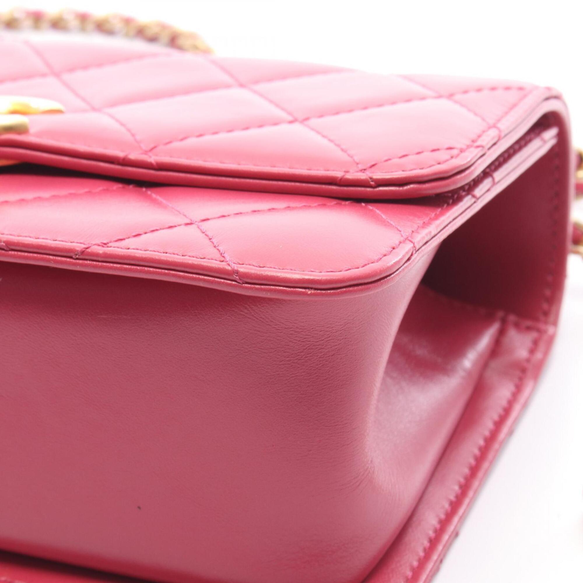 Chanel Matelasse Pink Leather Shoulder Bag (Pre-Owned)