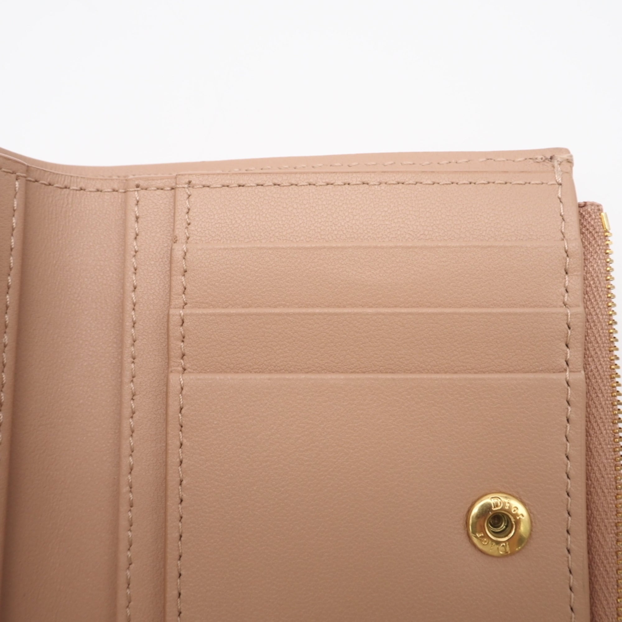 Christian Dior Pink Beige Leather Wallet (Bi-Fold) (Pre-Owned)
