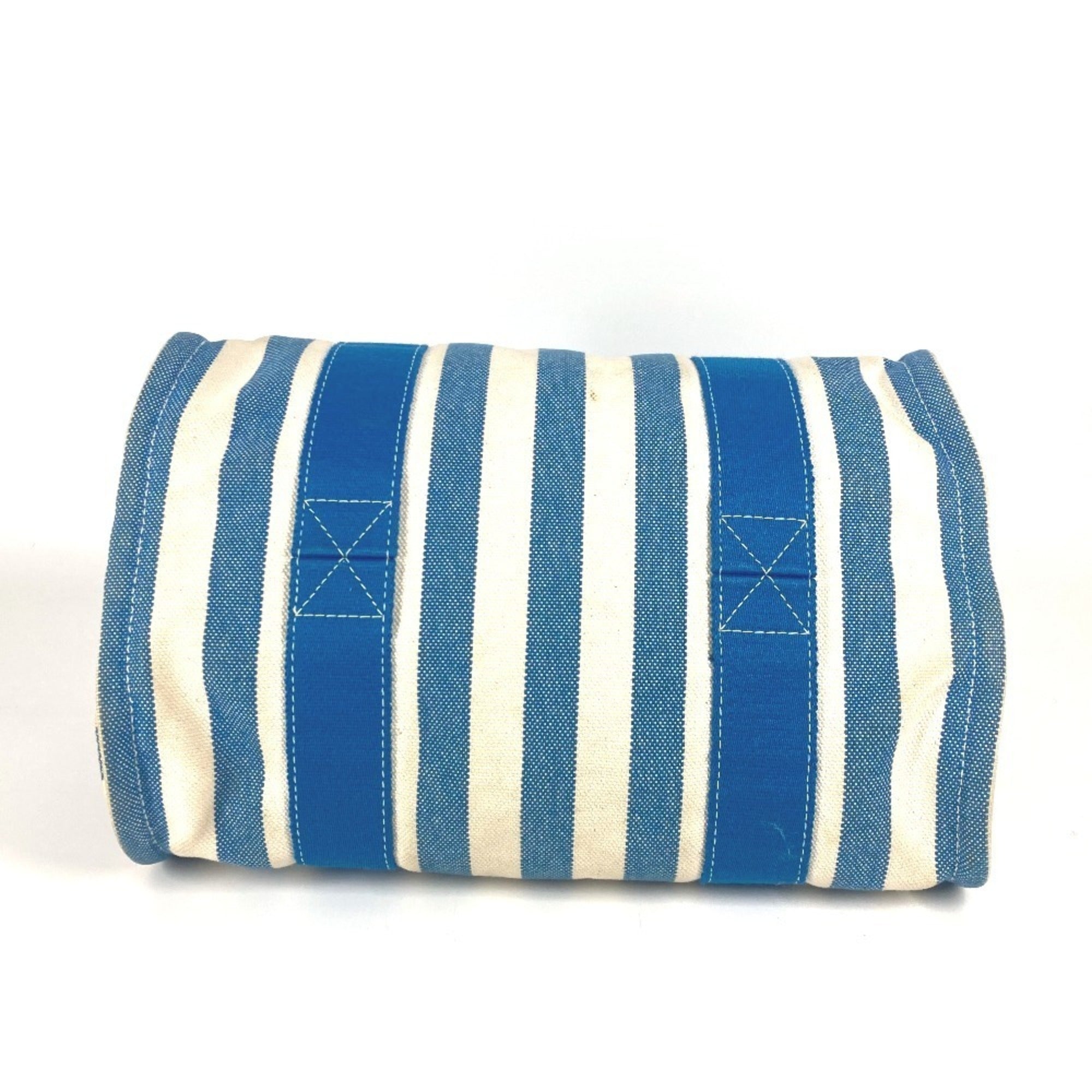 Hermes Blue White Canvas Beach Bag Handbag Pouch Tote Bag (Pre-Owned)