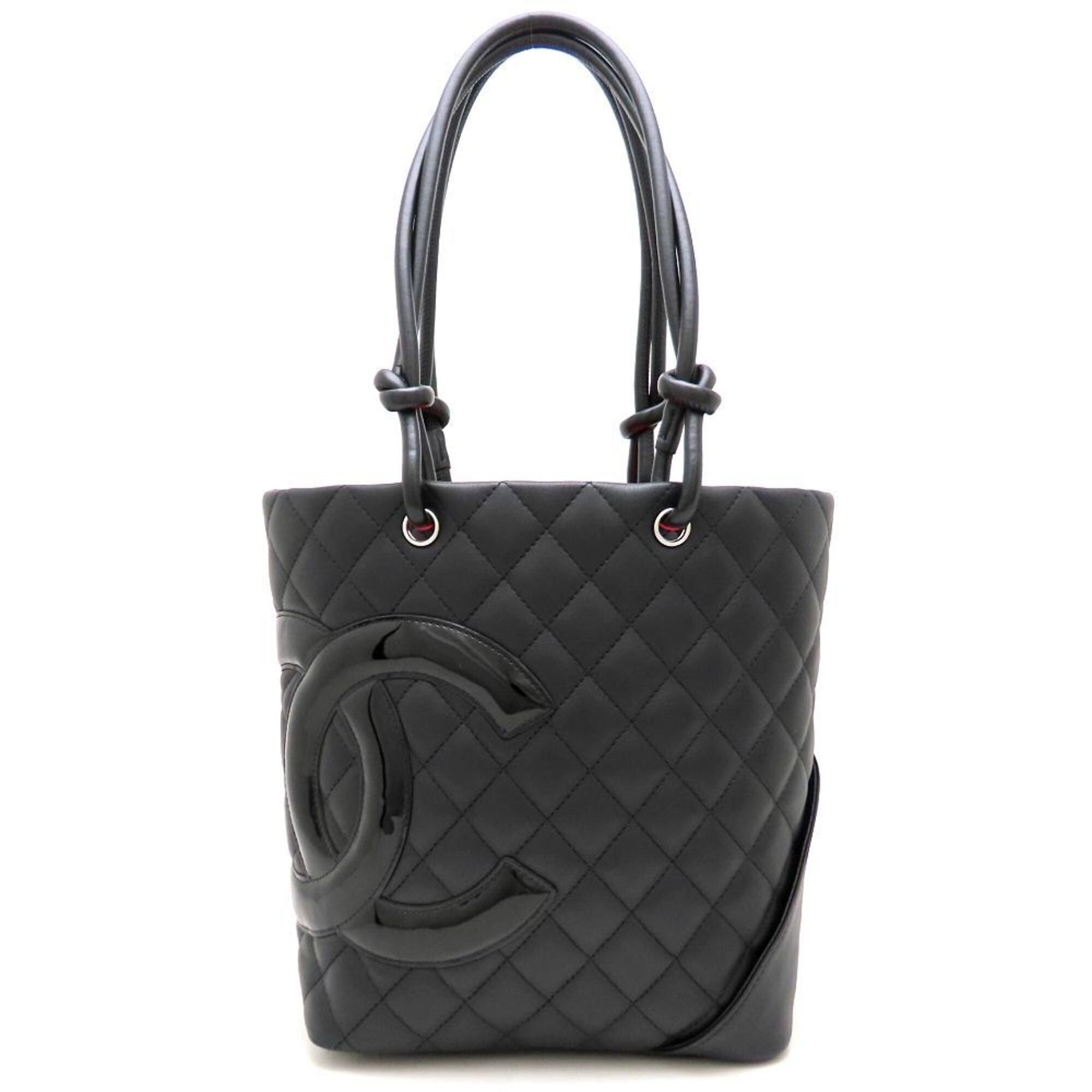 Chanel Black Leather Patent Leather Tote Bag (Pre-Owned)