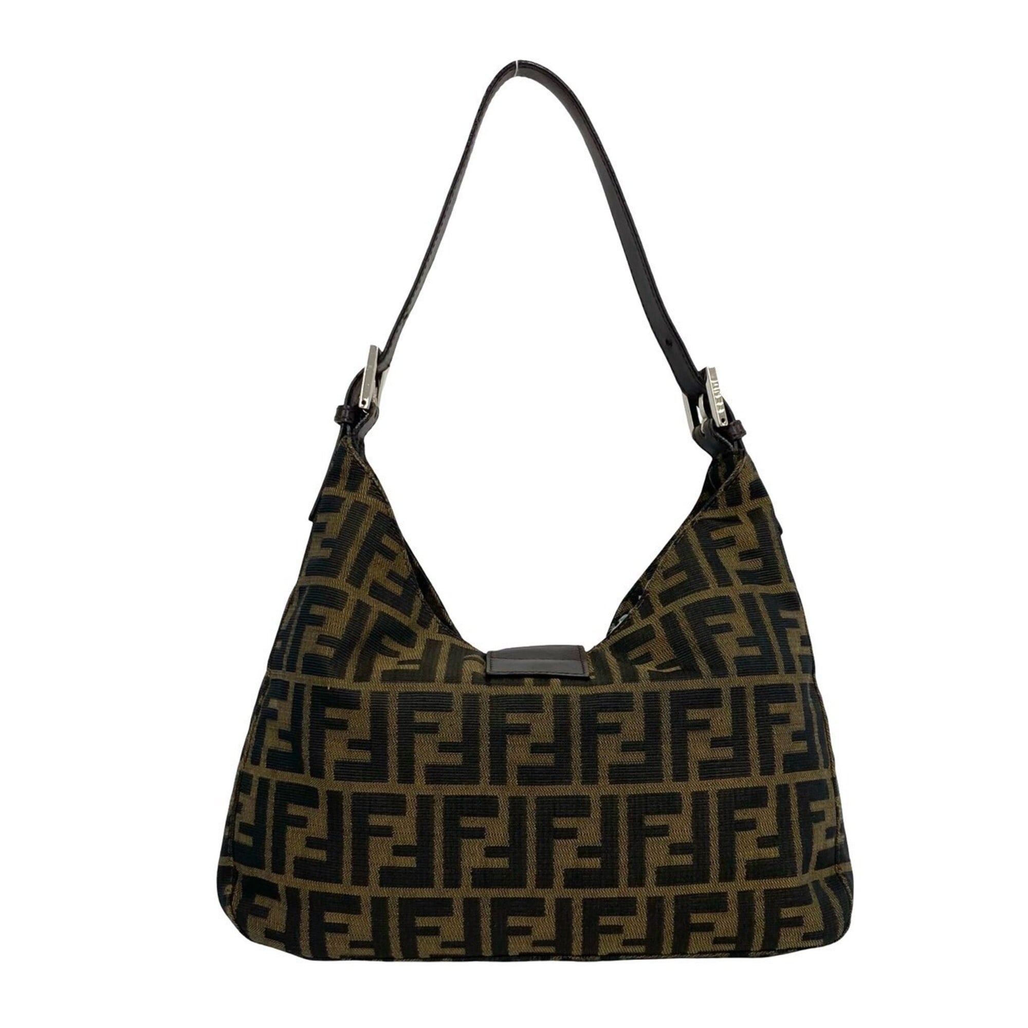 Fendi Brown Canvas Leather Handbag Shoulder Bag (Pre-Owned)