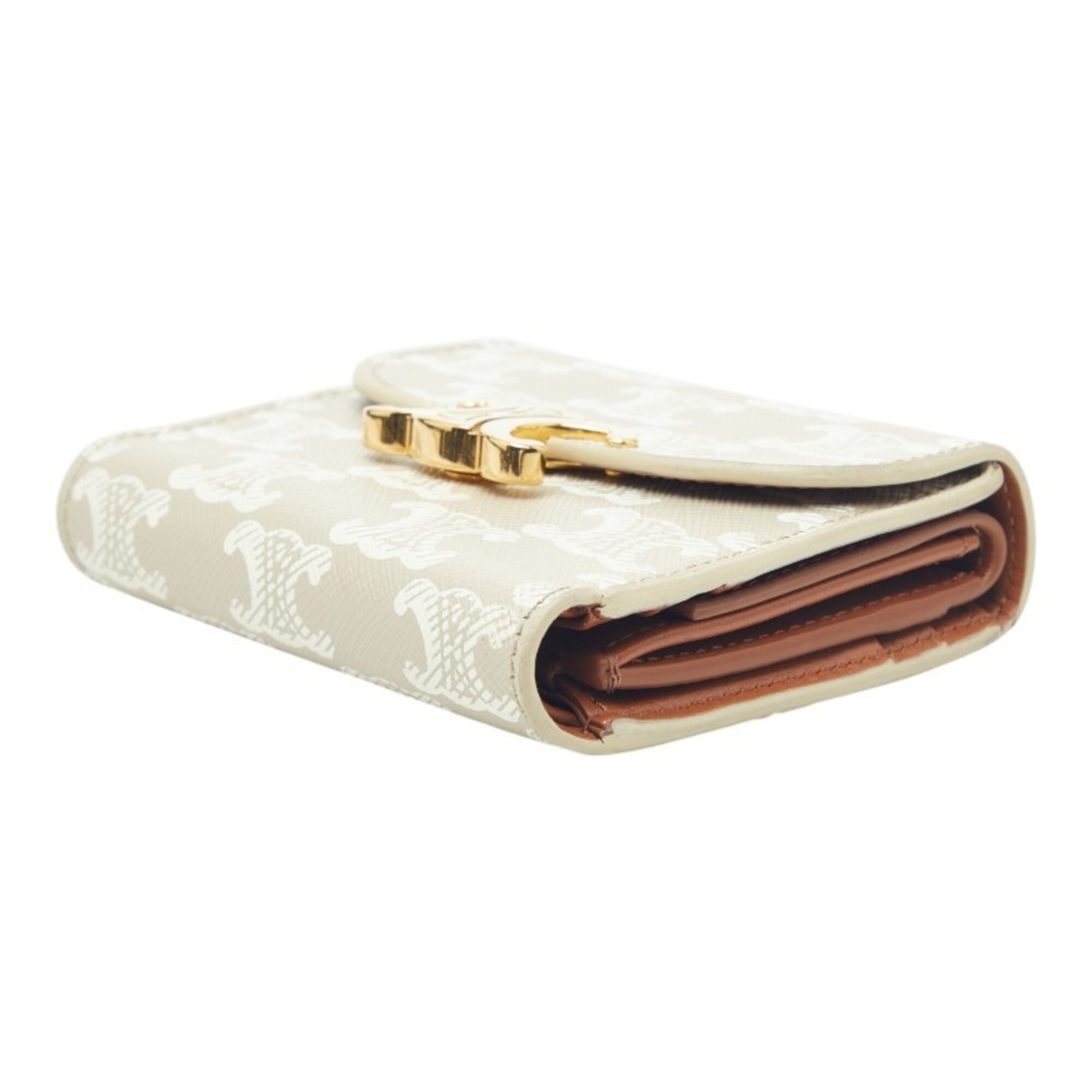 Celine Beige Ivory Pvc Leather Wallet (Tri-Fold) (Pre-Owned)