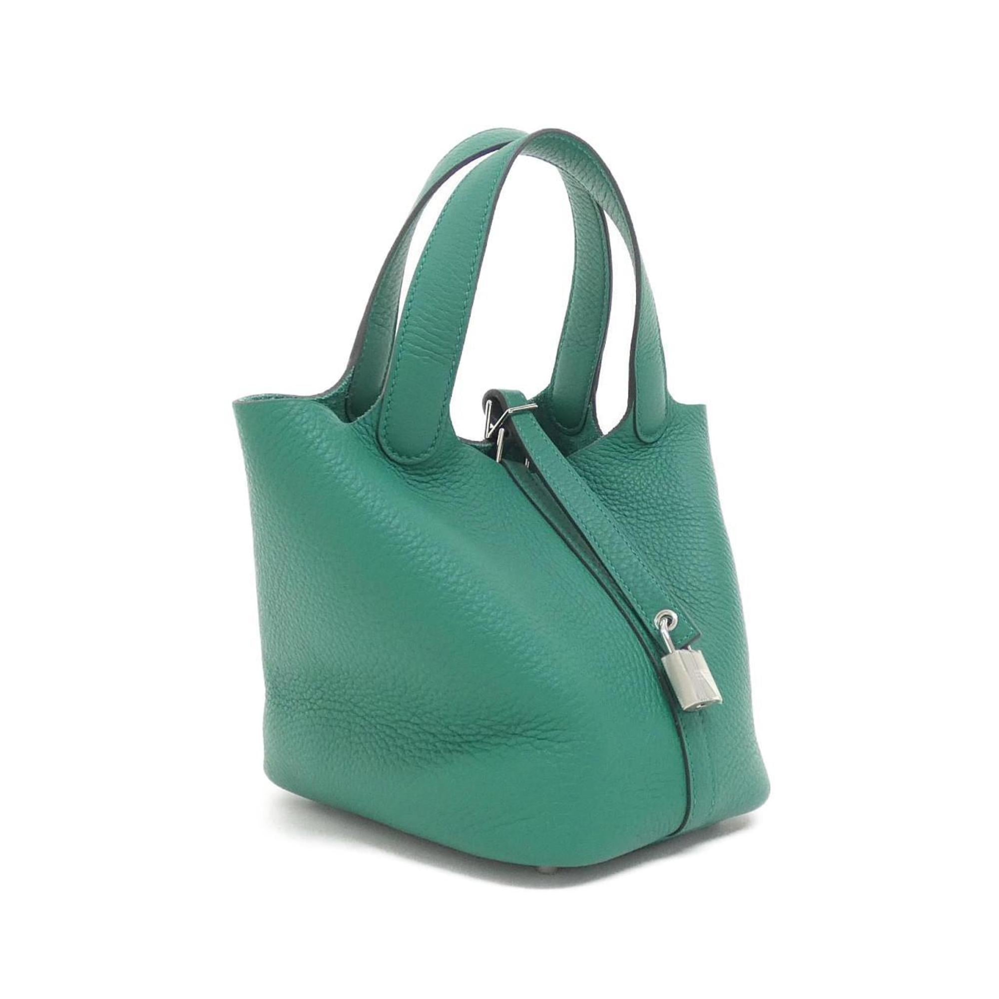 Hermes Green Vert Taurillon Clemence Leather Handbag (Pre-Owned)