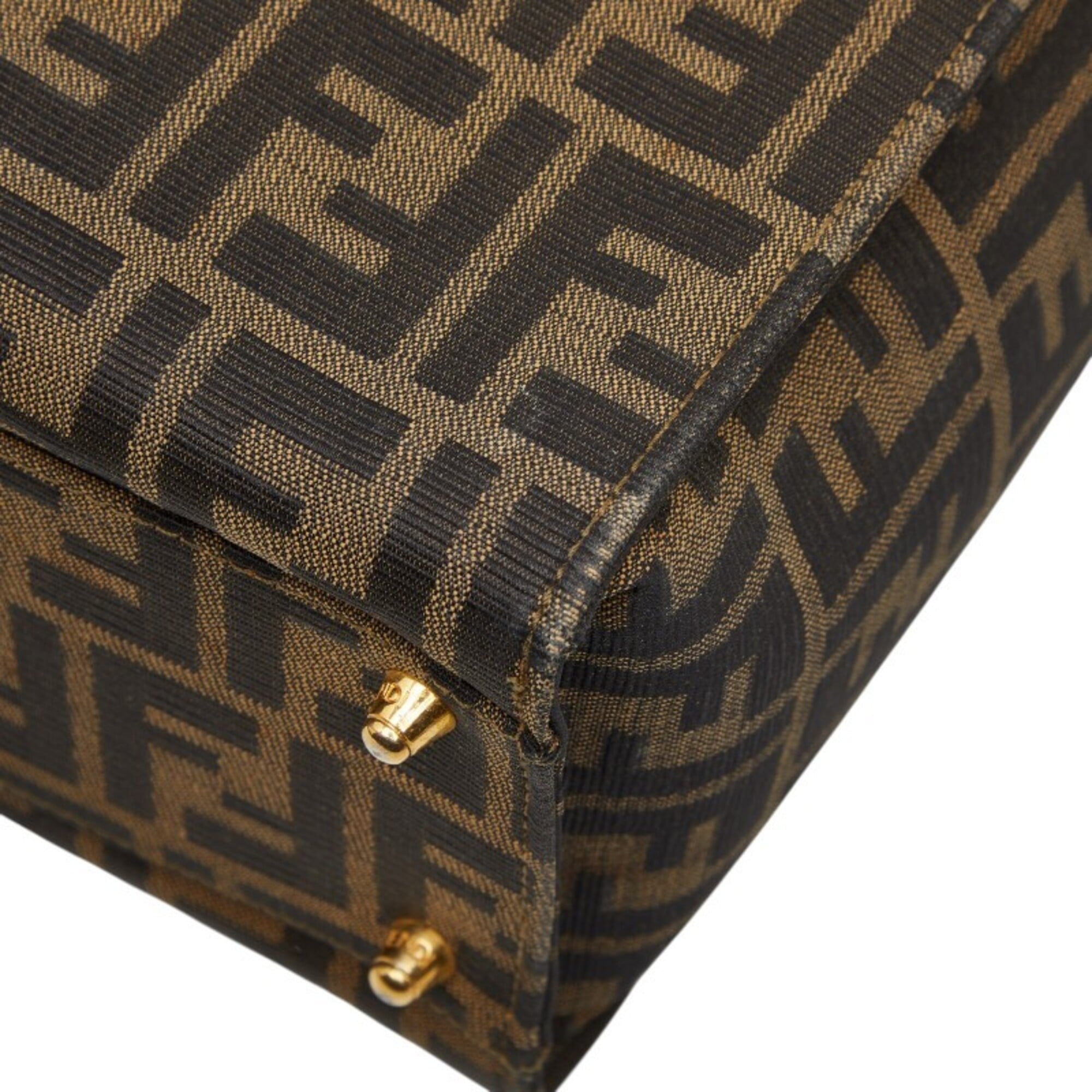 Fendi Brown Canvas Leather Handbag Shoulder Bag (Pre-Owned)