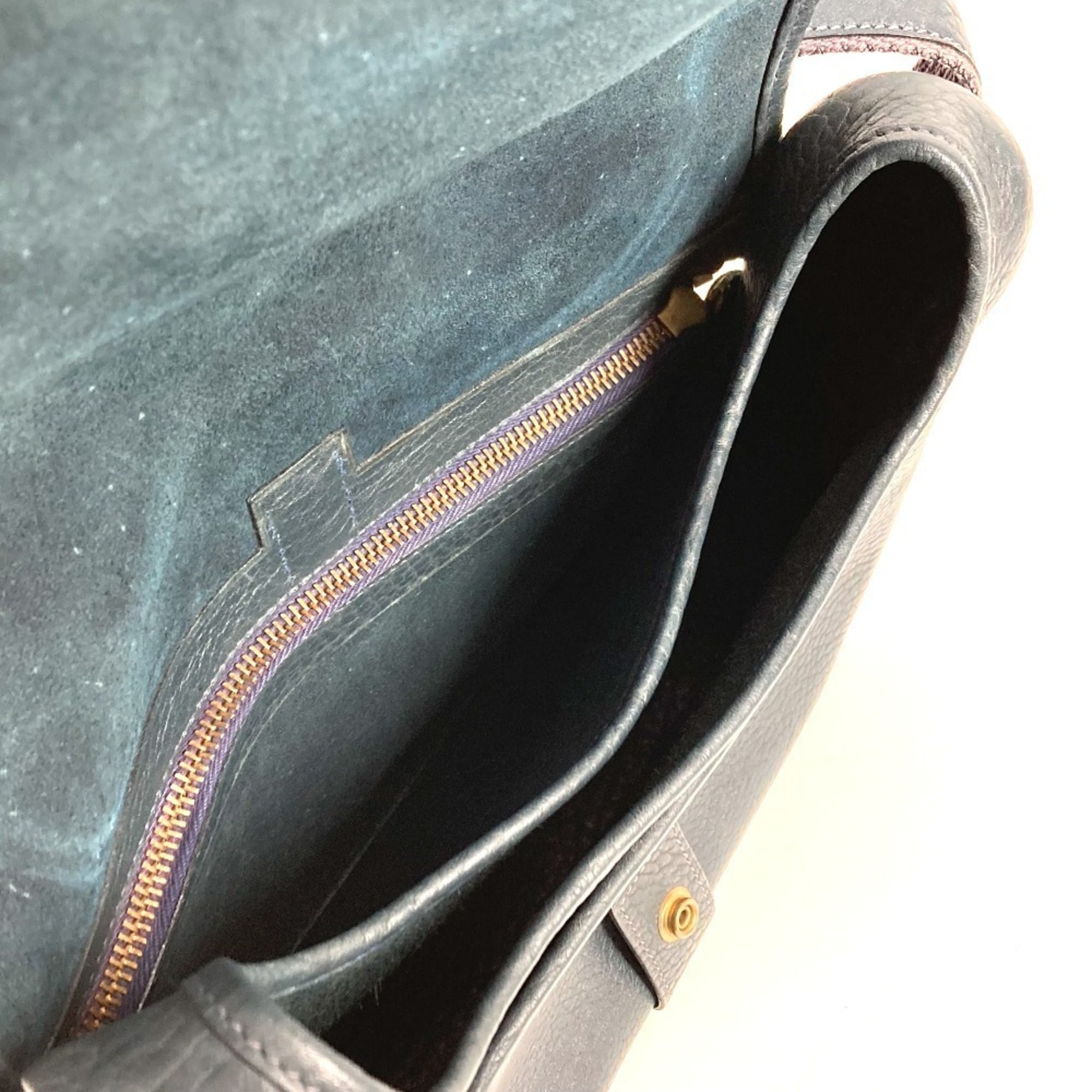 Hermes Navy Leather Shoulder Bag (Pre-Owned)