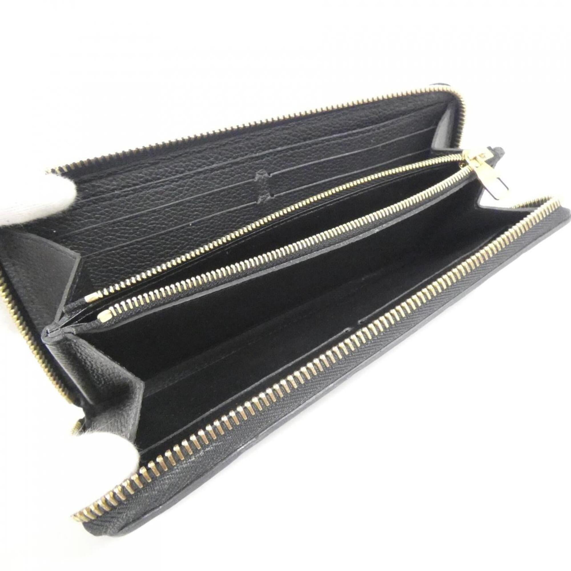 Louis Vuitton Black Leather Long Wallet (Bi-Fold) (Pre-Owned)