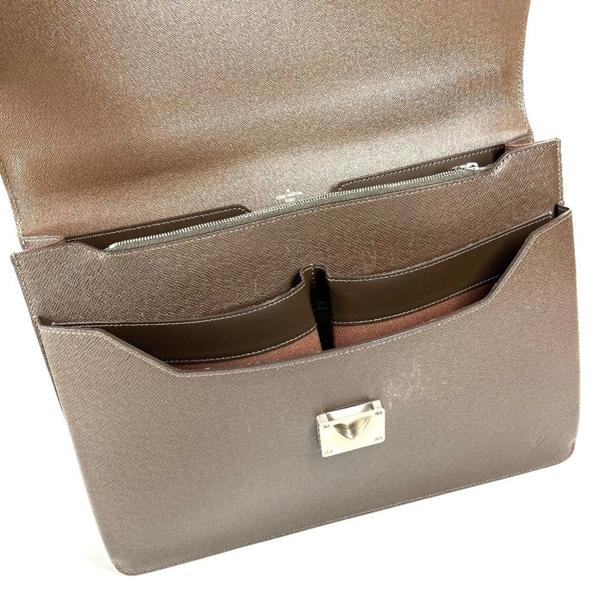 Louis Vuitton Brown Galle Grizzly Taiga Leather Briefcase Handbag Tote Bag (Pre-Owned)